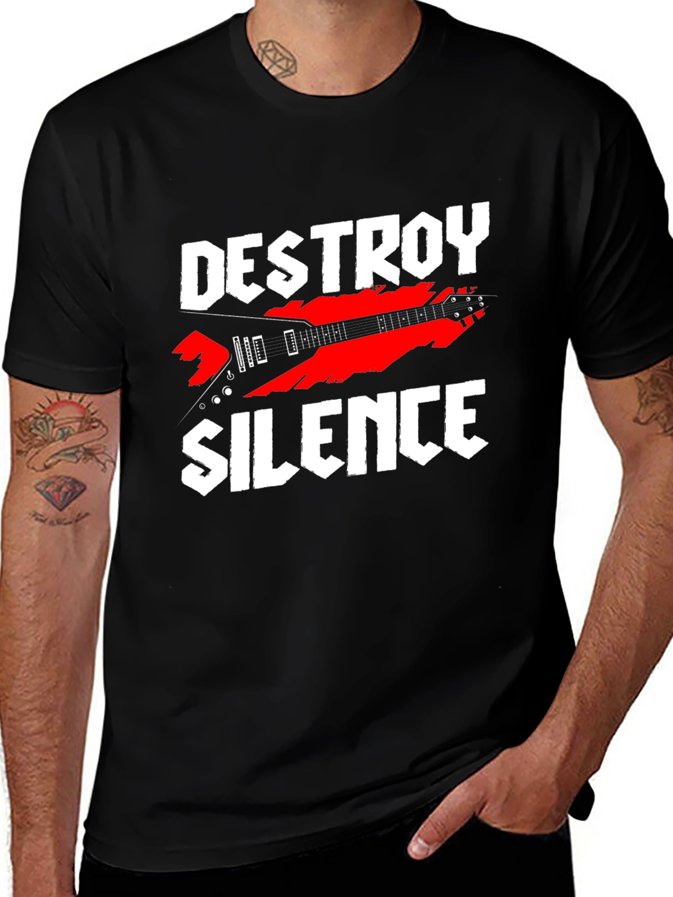 Variant 20 of Destroy Silence Graphic T-Shirt - Black