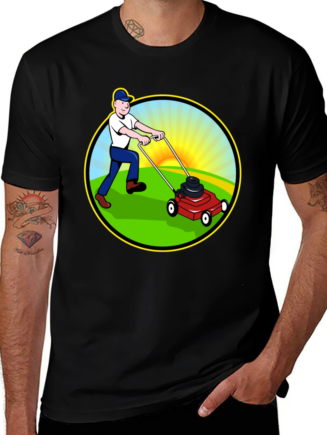 Variant 15 of Lawn Mower T-Shirt - Cartoon Graphic