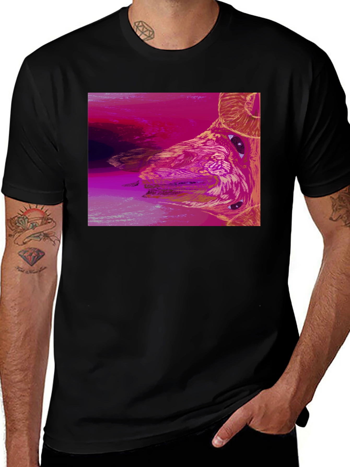 Variant 4 of Abstract Ram Graphic Black T-Shirt