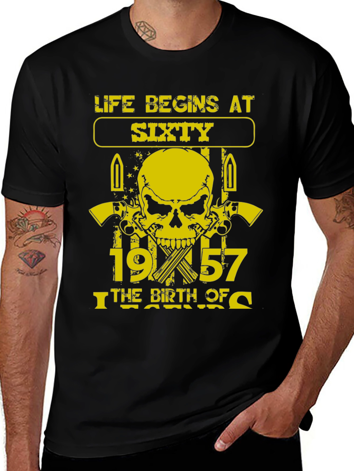 Variant 27 of Life Begins at Sixty, 1957 Birthday T-Shirt