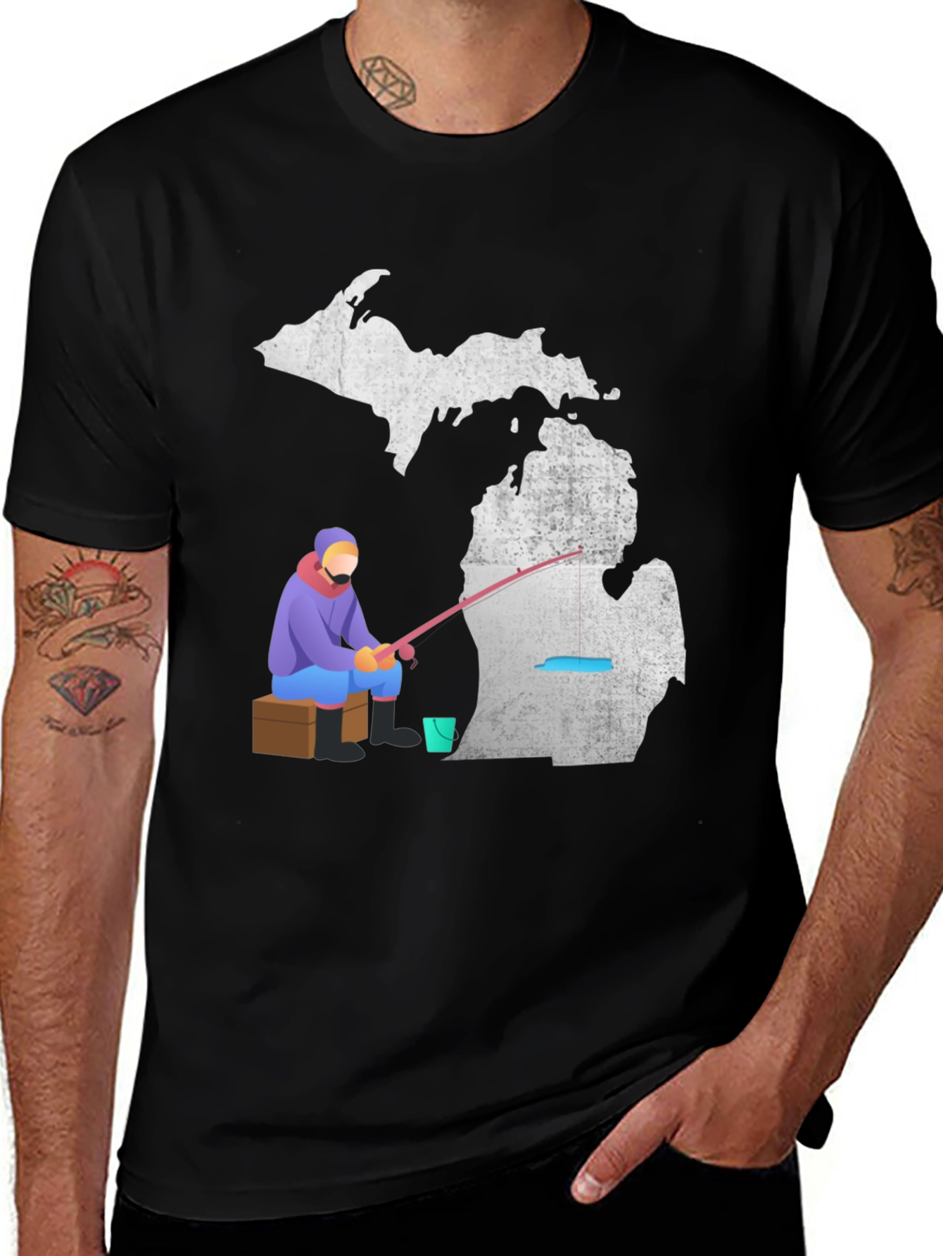 Variant 20 of Michigan Fishing T-Shirt, Angler Graphic Tee