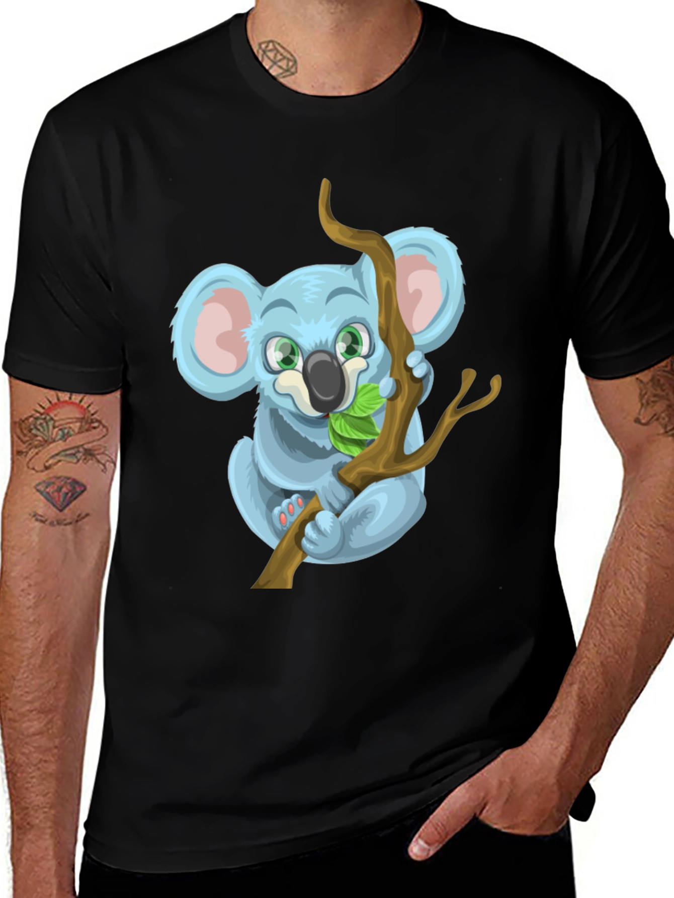 Variant 27 of Cute Koala Bear Graphic Tee - Black T-Shirt