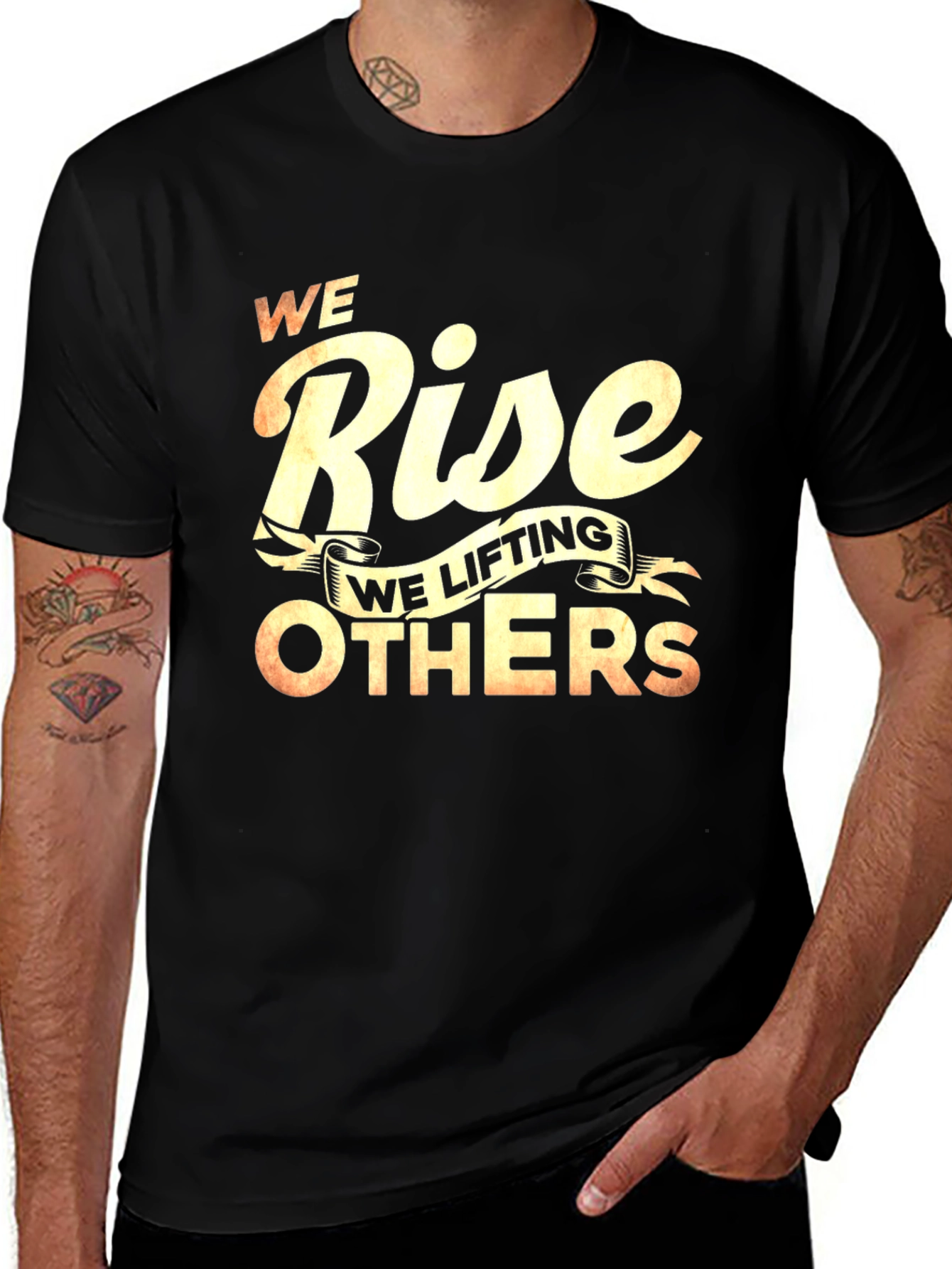 Variant 11 of We Rise Lifting Others Graphic Black T-Shirt