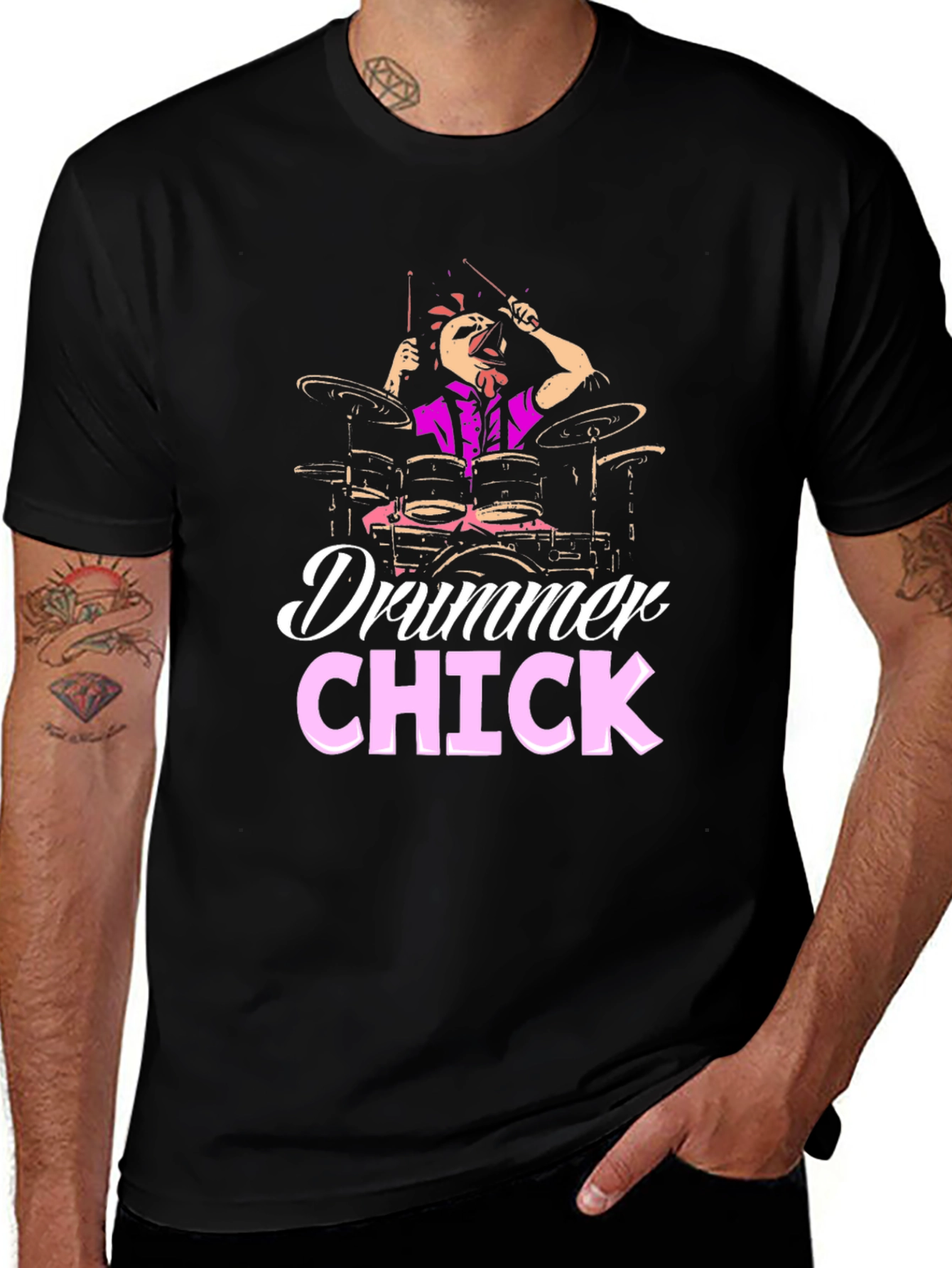 Variant 23 of Drummer Chick T-Shirt - Music Lover Tee