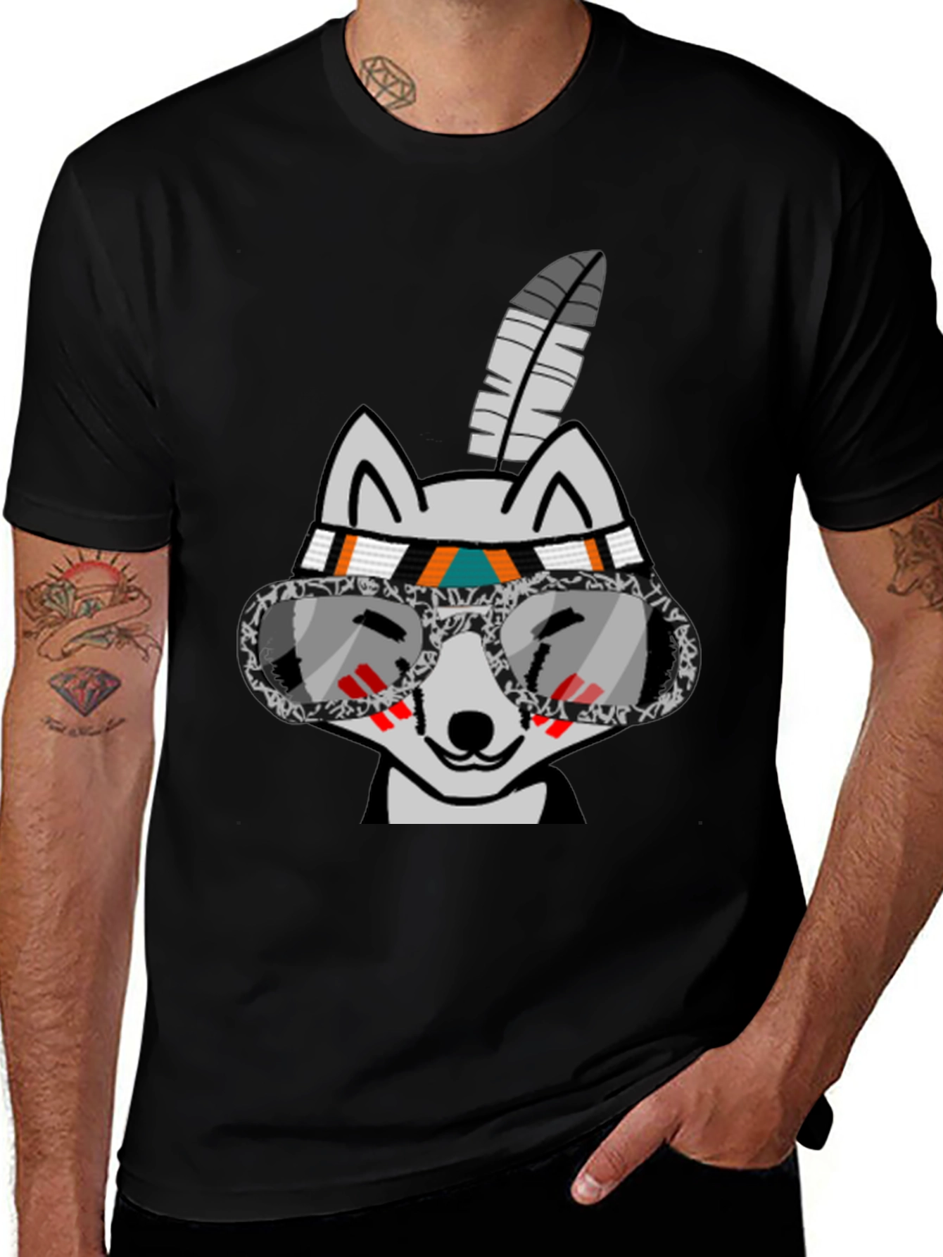 Variant 29 of Cool Wolf T-Shirt: Indian Headdress & Sunglasses
