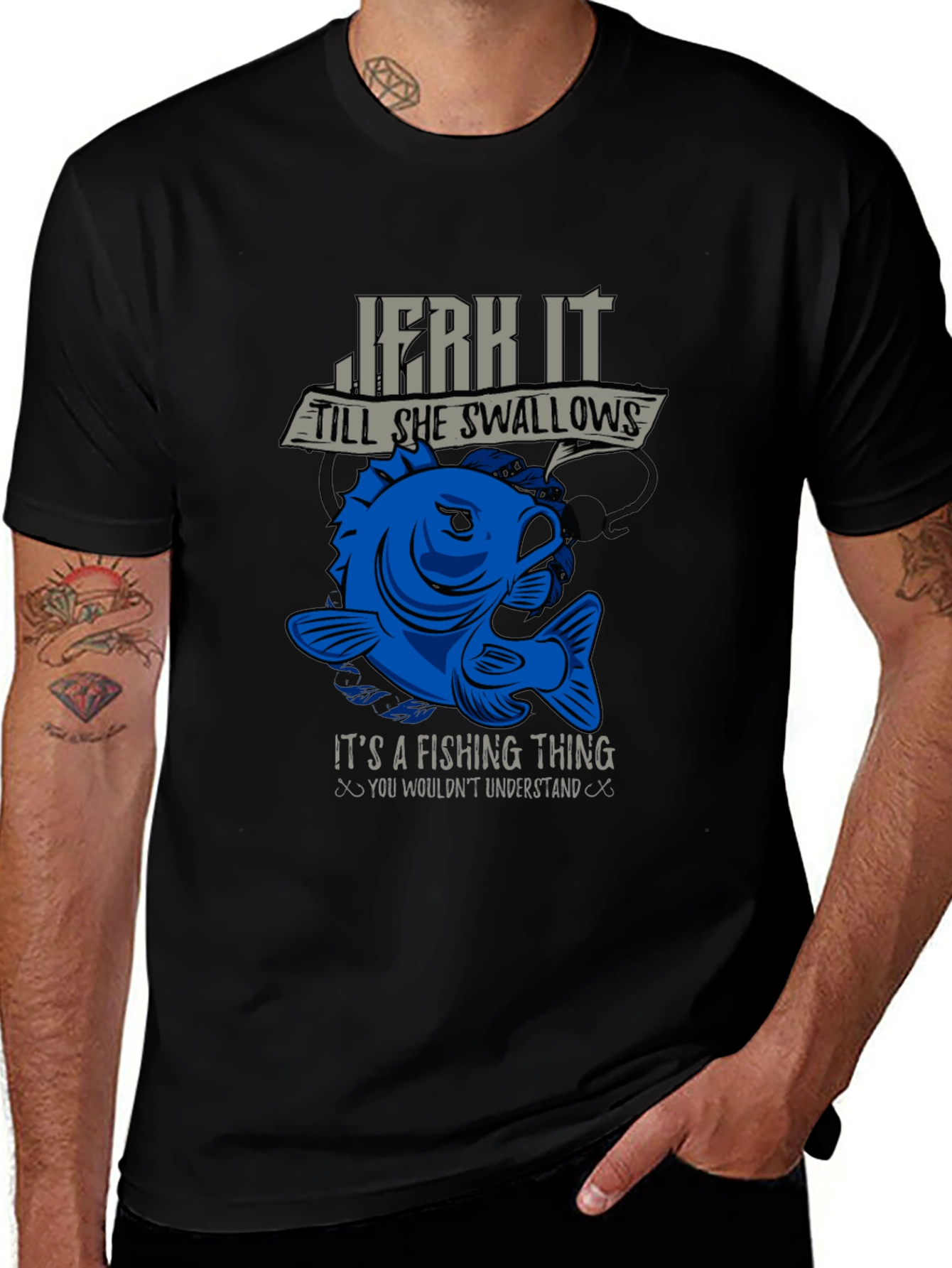 Variant 10 of Jerk It Fishing T-Shirt - Humor Tee for Anglers