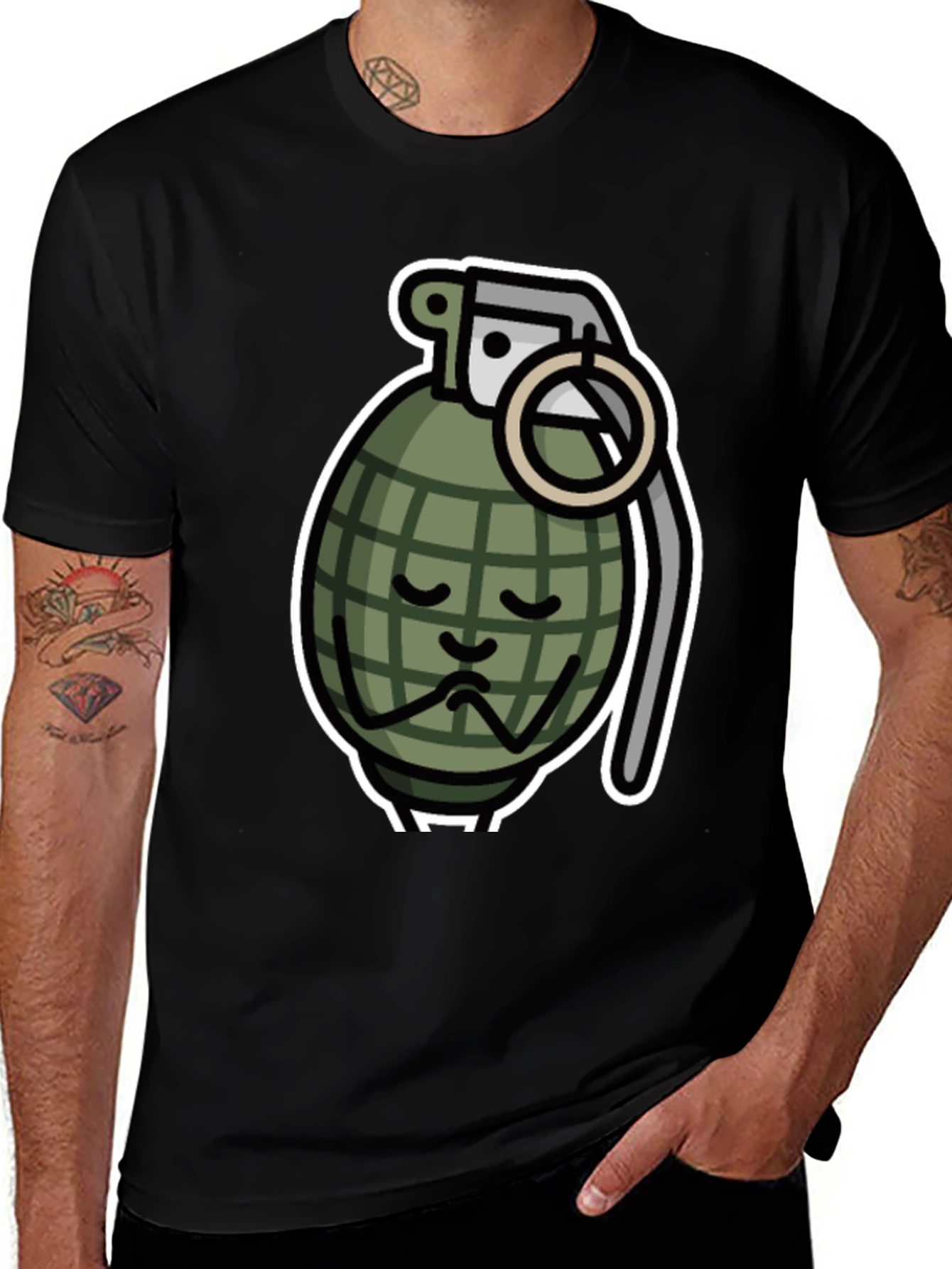 Variant 7 of Sad Grenade Graphic T-Shirt - Black