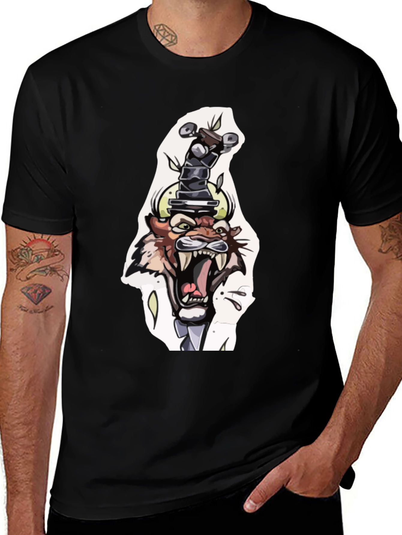 Variant 10 of Cool Graphic Tee - Tiger with Dagger