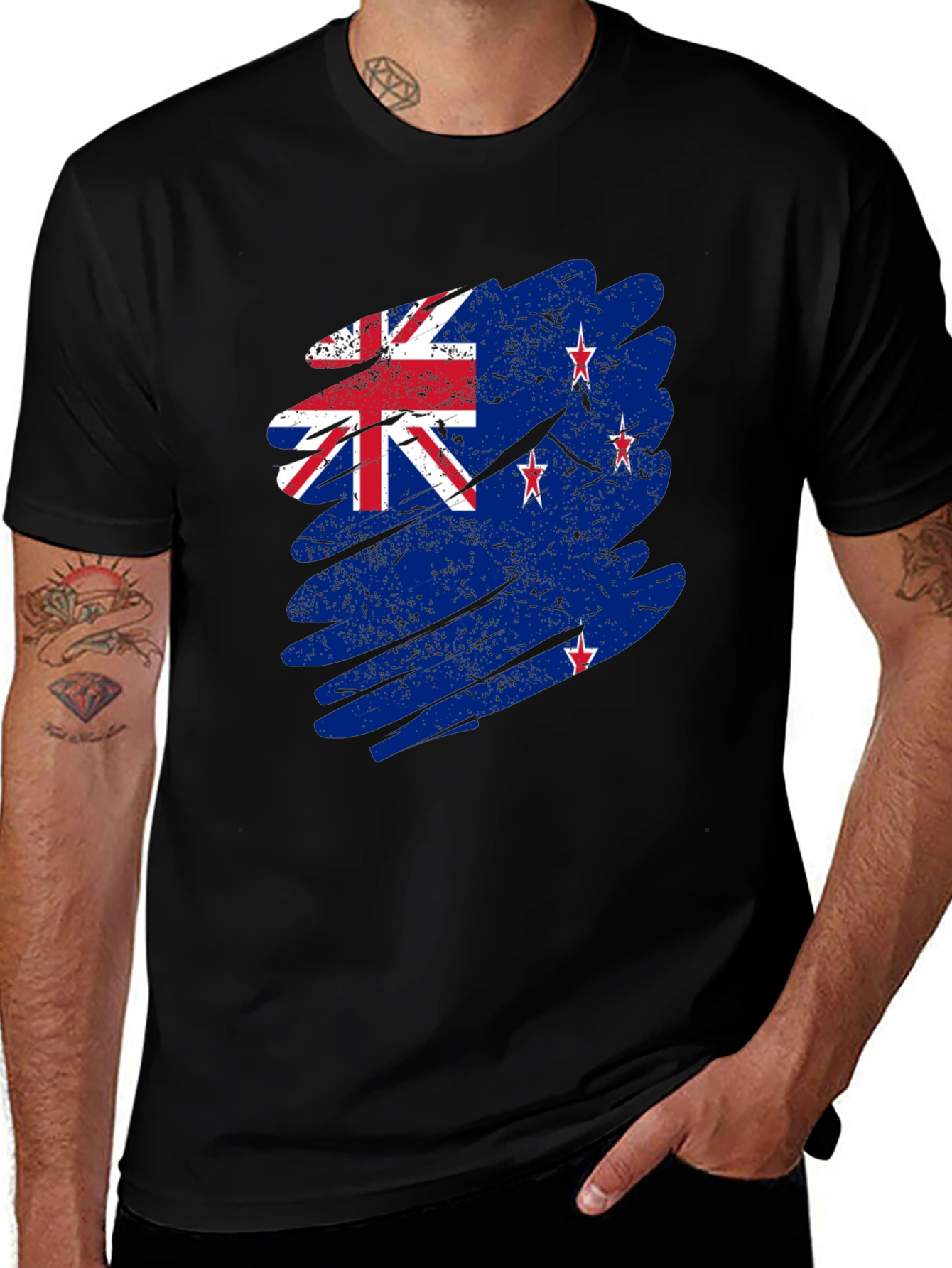 Variant 20 of New Zealand Flag T-Shirt - Distressed Grunge Style