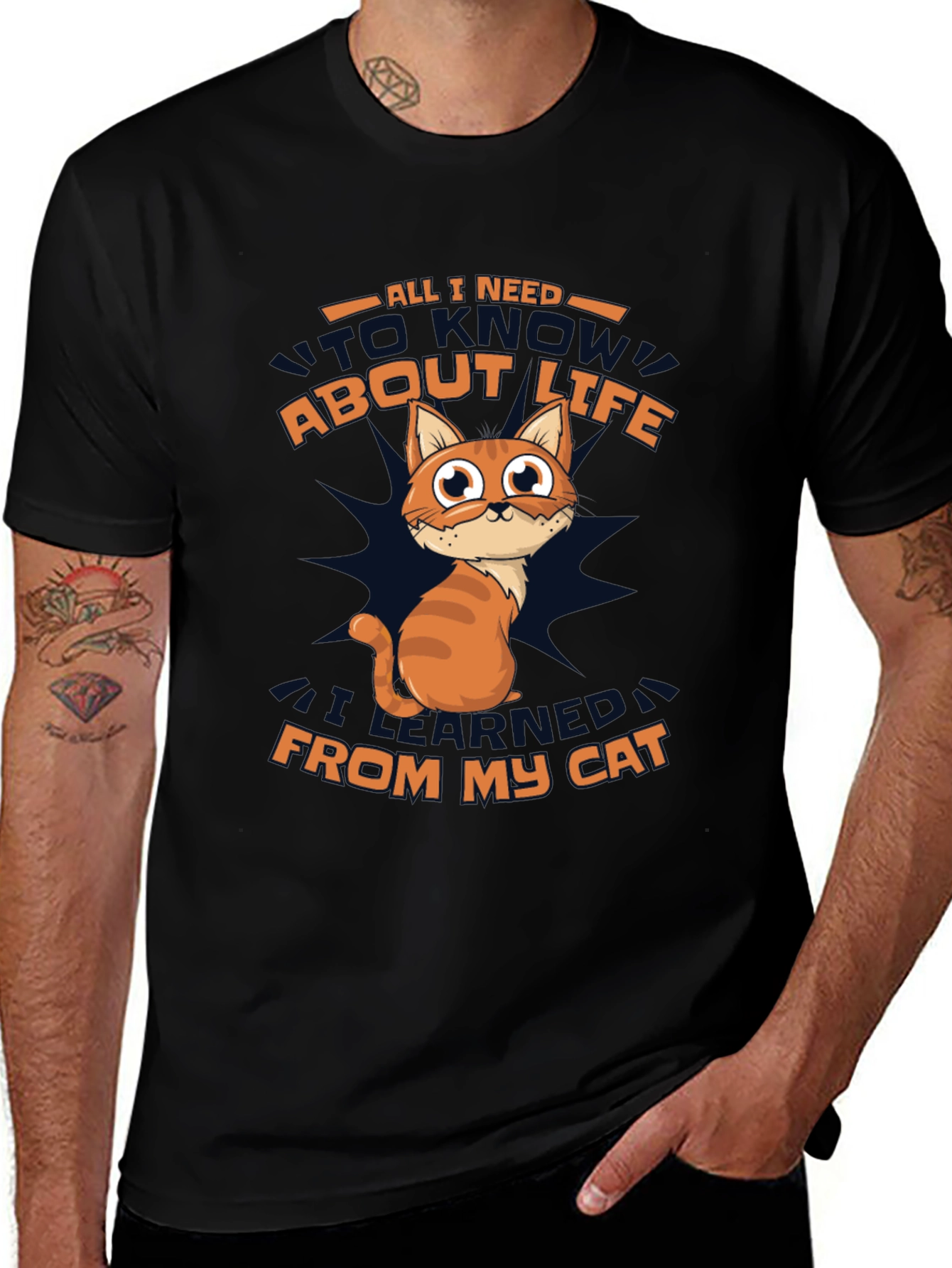 Variant 23 of Funny Cat Wisdom Black T-Shirt