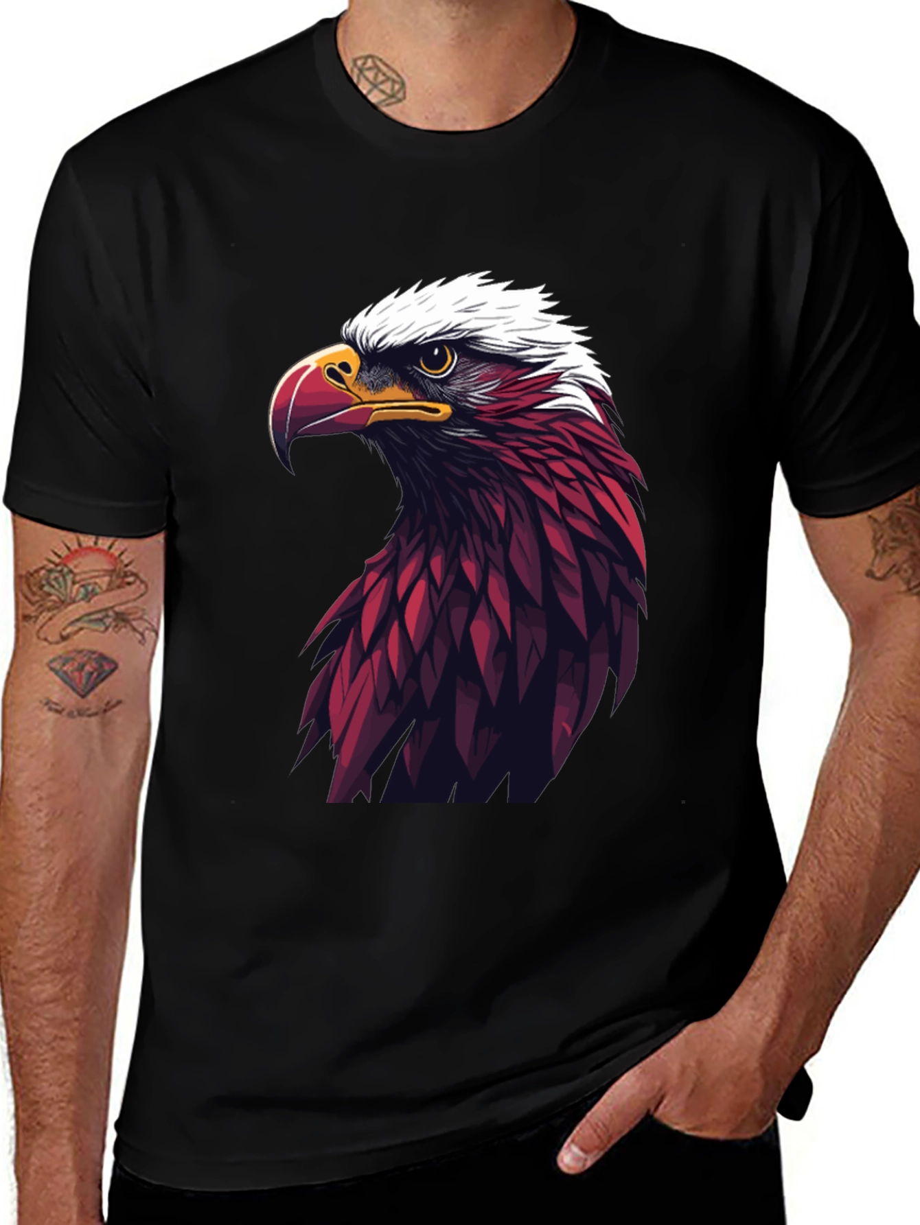 Variant 13 of Bold Eagle Graphic Tee - Black Cotton Blend
