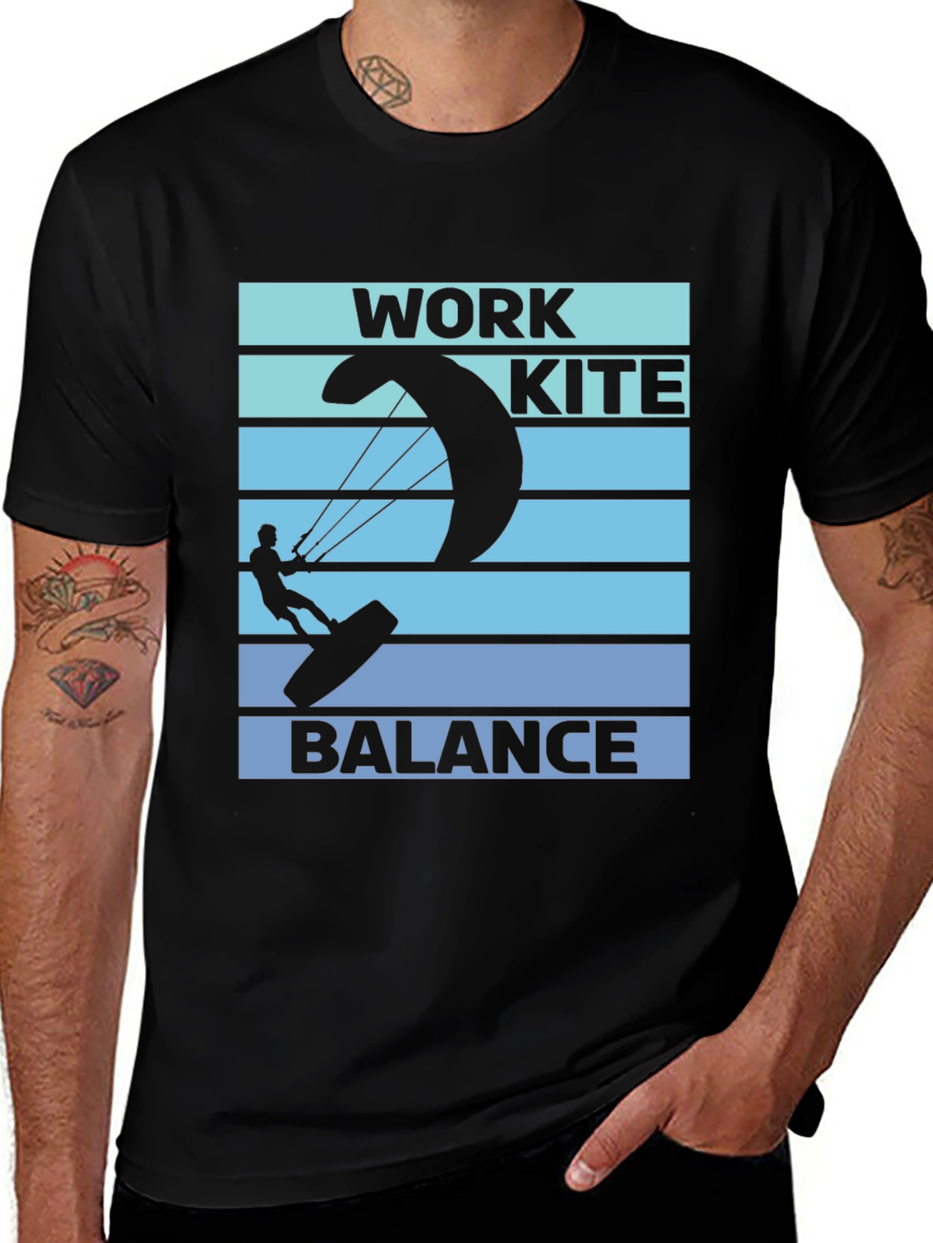 Variant 15 of Work Kite Balance T-Shirt - Kitesurfing Design