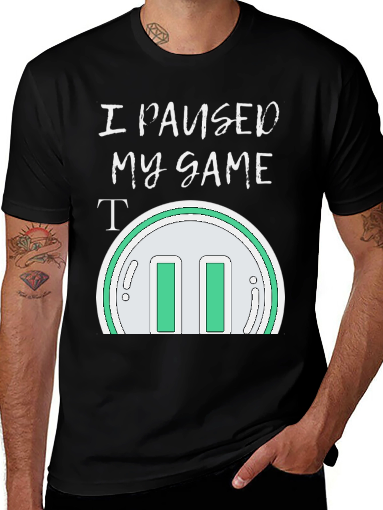 Black I Paused My Game T-Shirt - Gamer Apparel main image