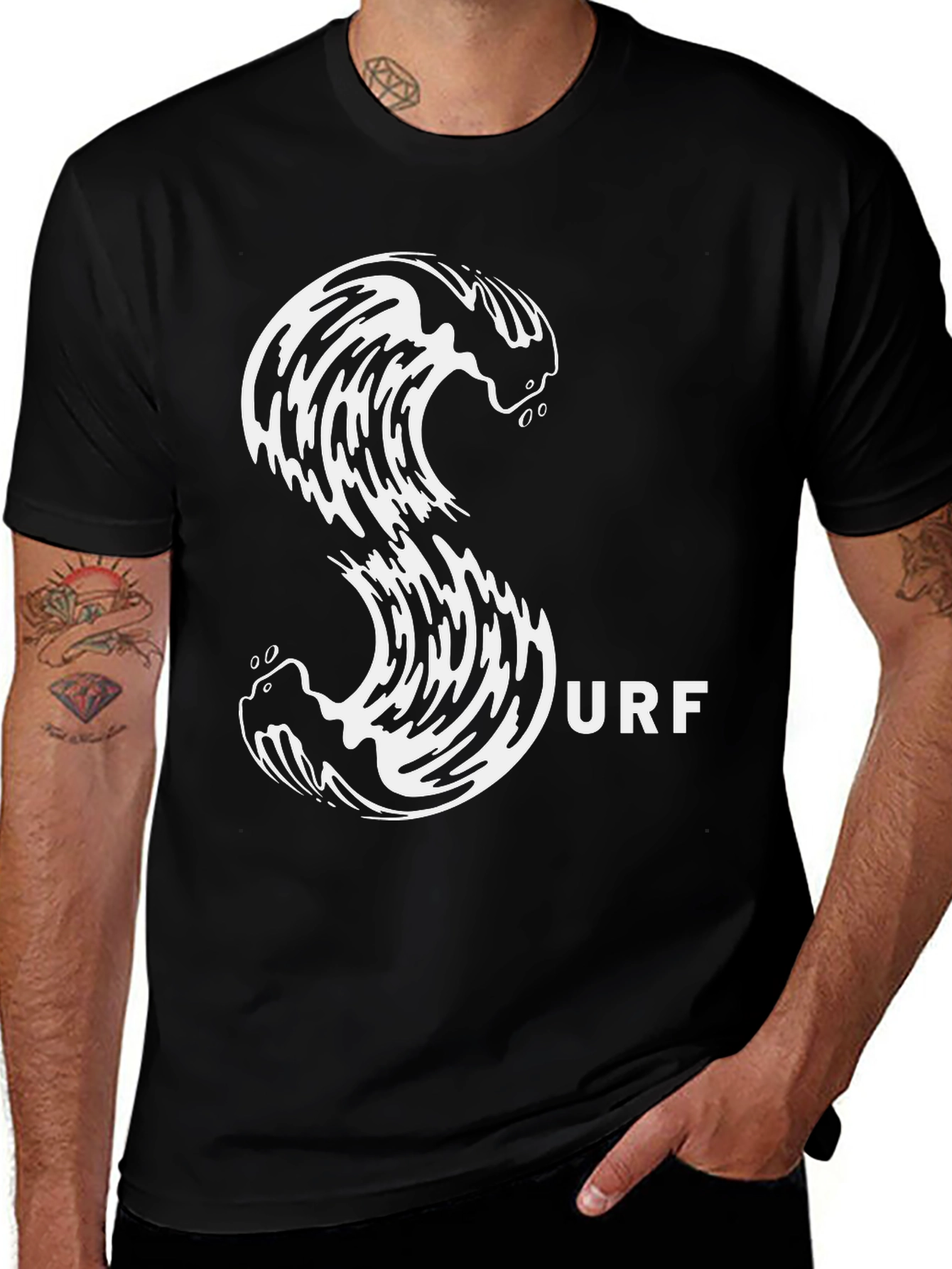 Variant 28 of Surf Wave Graphic Tee - Black