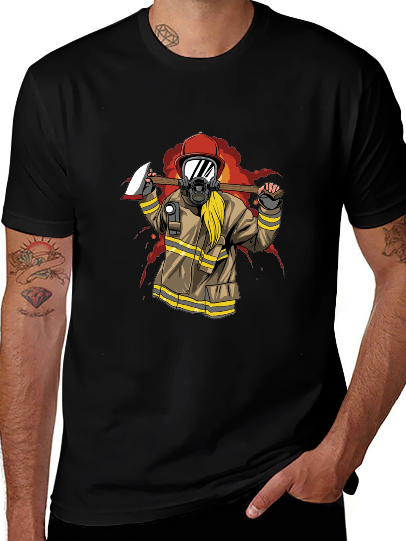 Firefighter Axe T-Shirt - Bold Graphic Tee