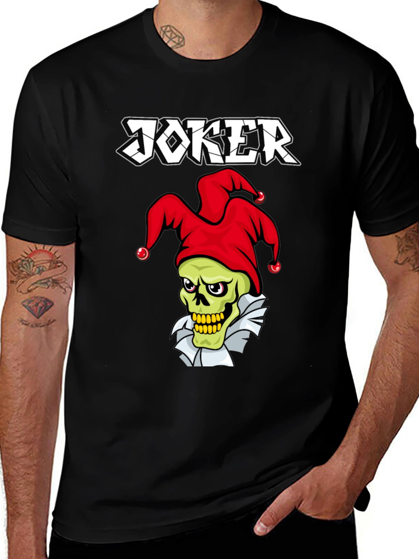 Joker Skull Graphic T-Shirt - Men's Black Tee