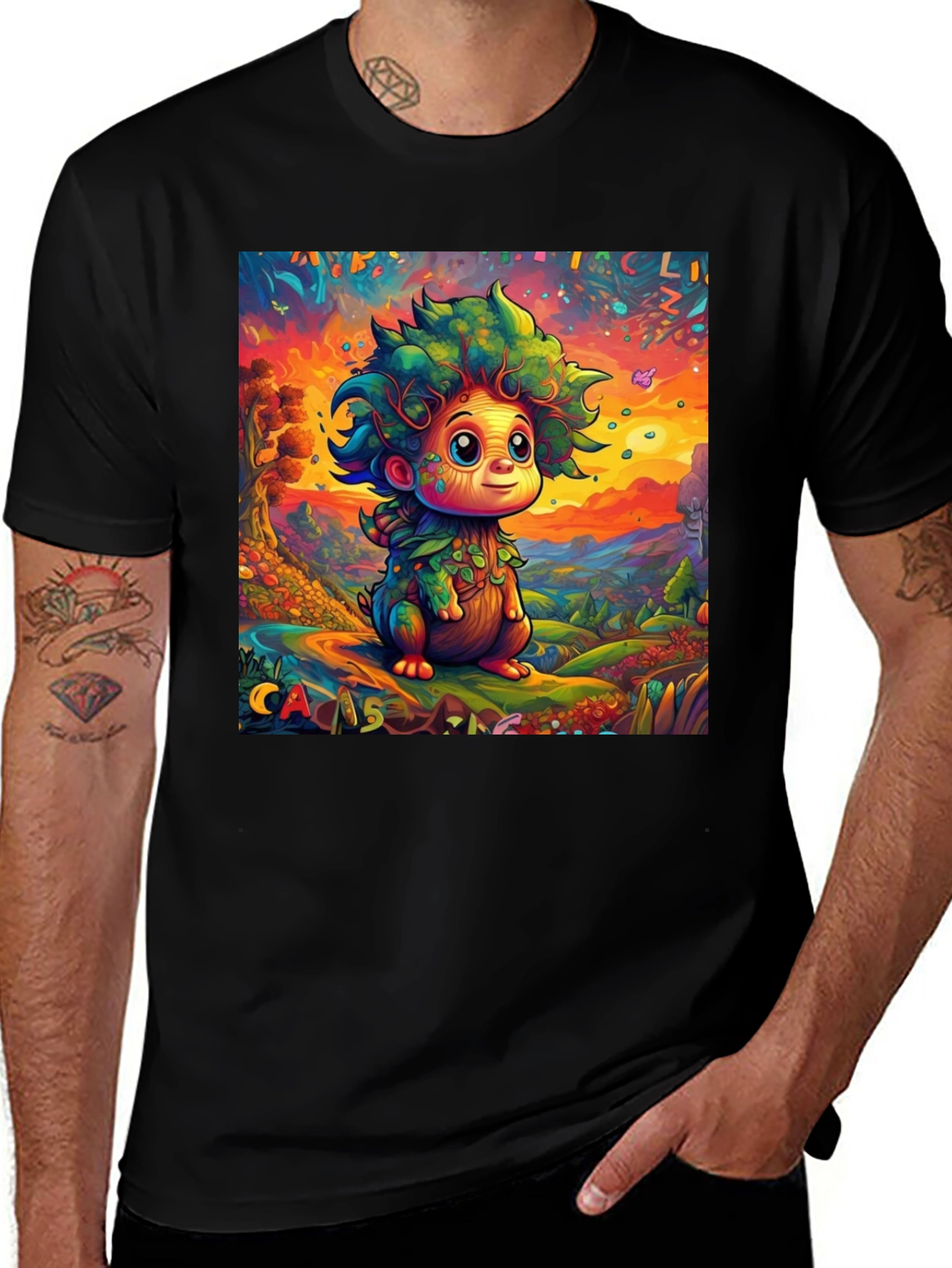Variant 21 of Whimsical Tree Creature Graphic Tee - Unique Design