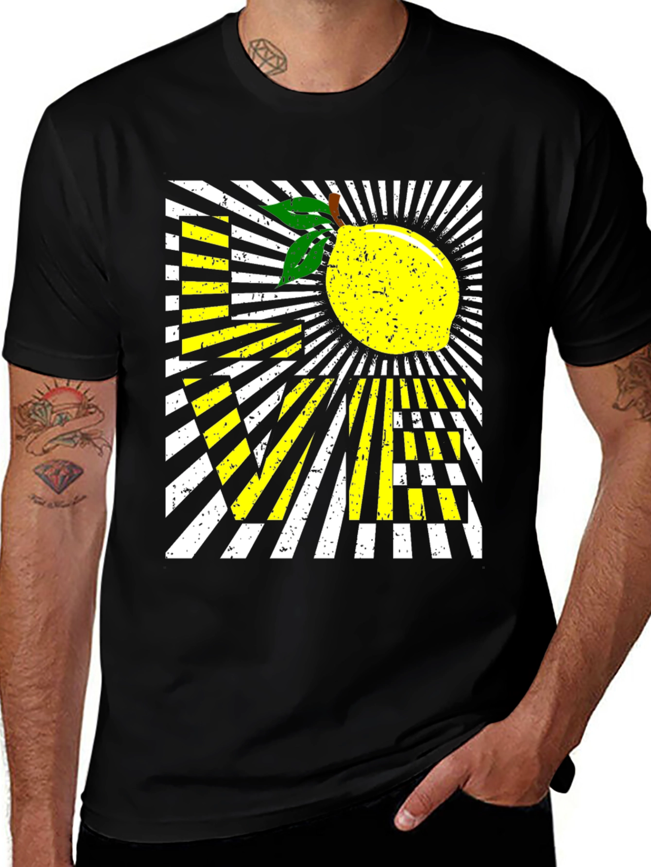 Variant 12 of Lemon Graphic Tee - Modern Striped Design