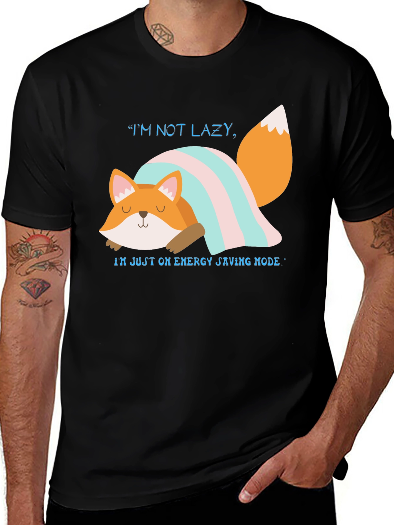 Variant 25 of Lazy Fox Energy Saving Mode Graphic T-Shirt