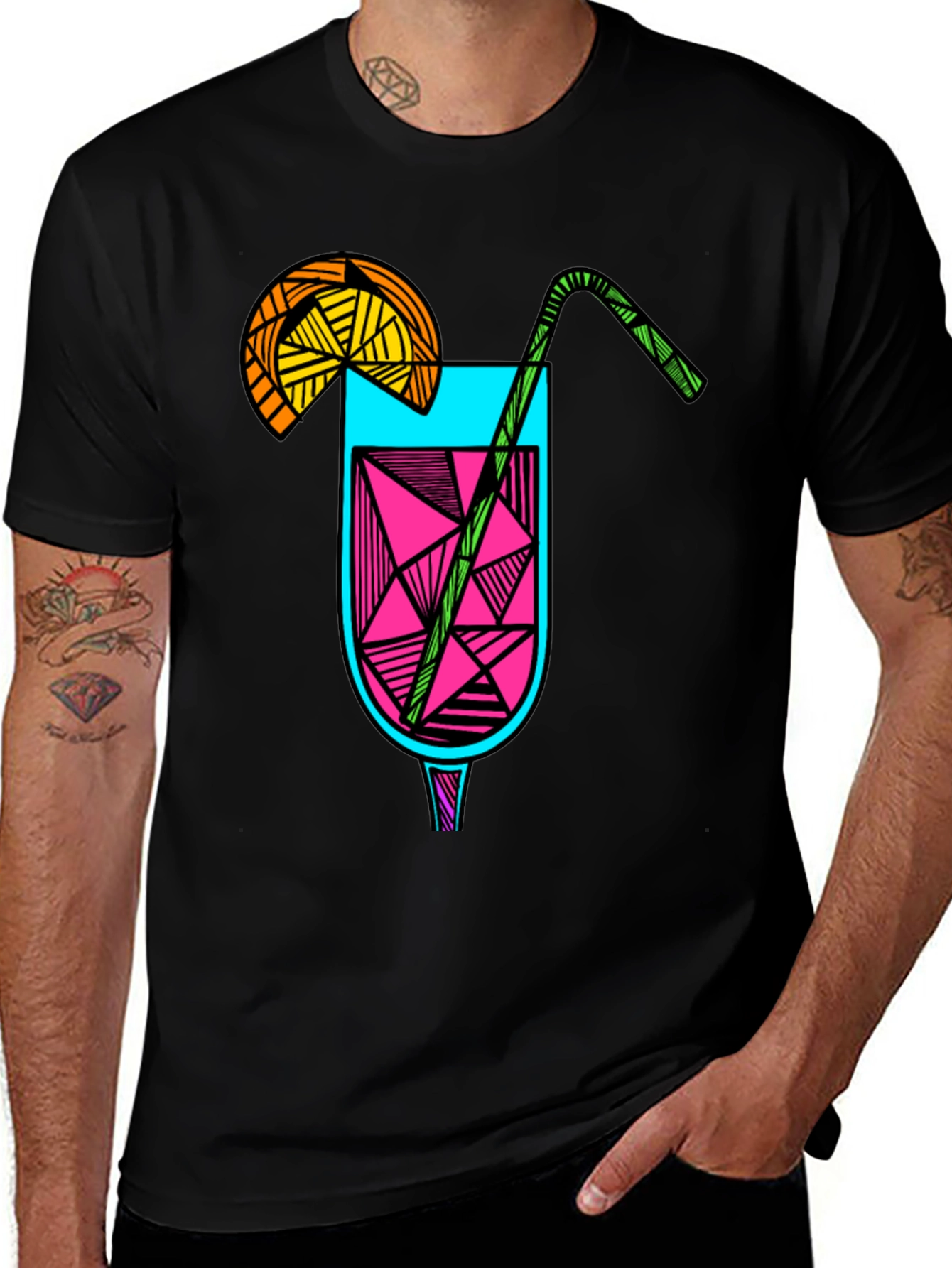 Variant 15 of Geometric Cocktail Graphic Tee - Unique Design