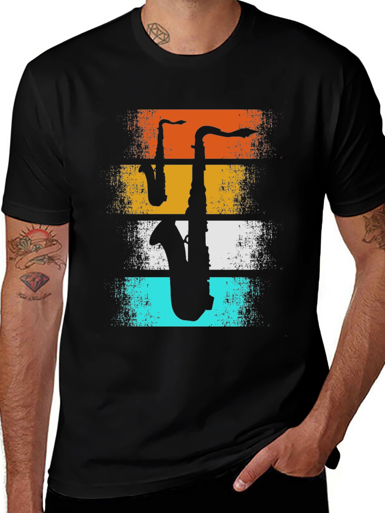 Variant 5 of Retro Saxophone Graphic T-Shirt - Musical Instrument Tee