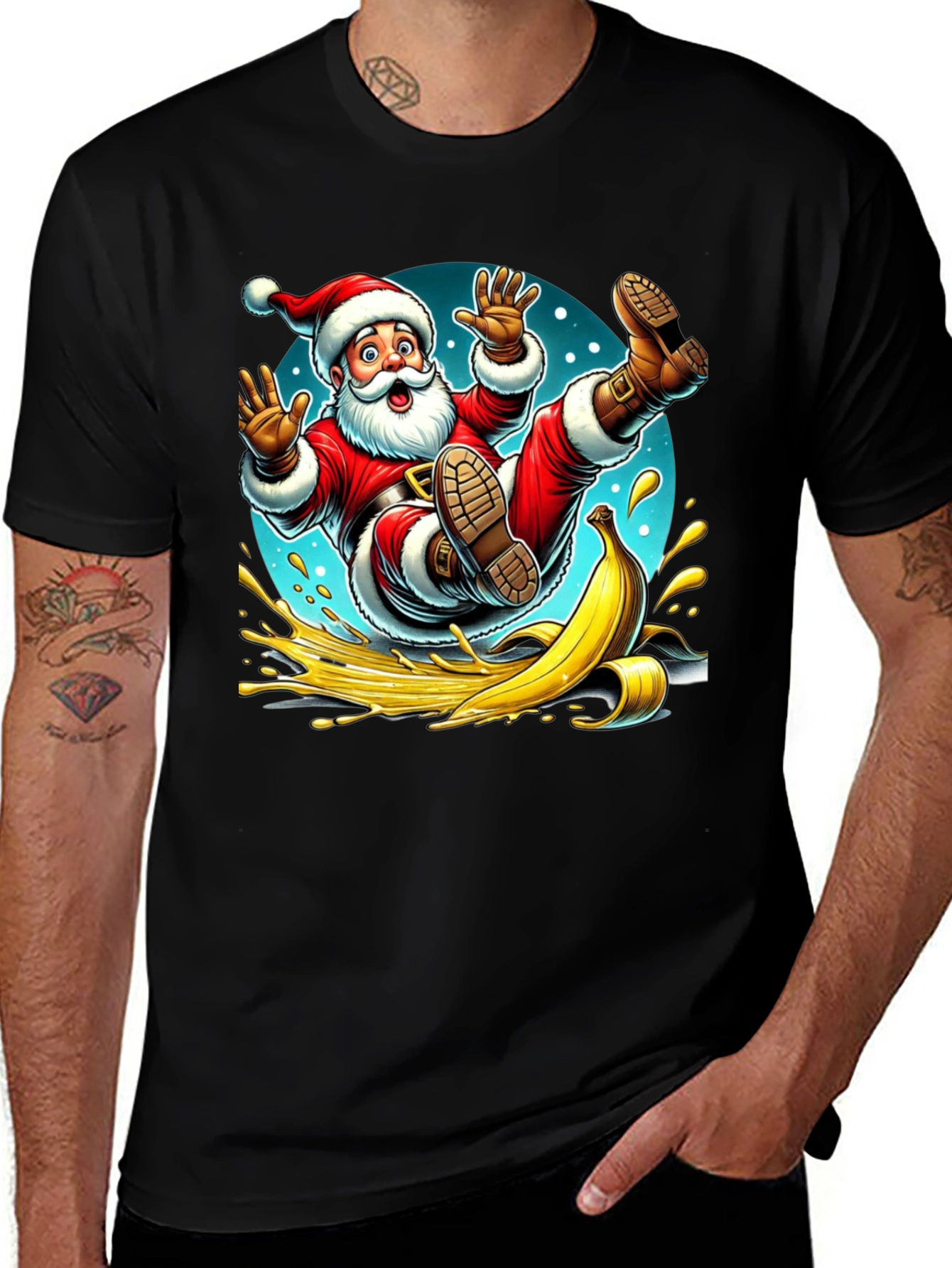 Santa Banana Peel Funny Christmas T-Shirt