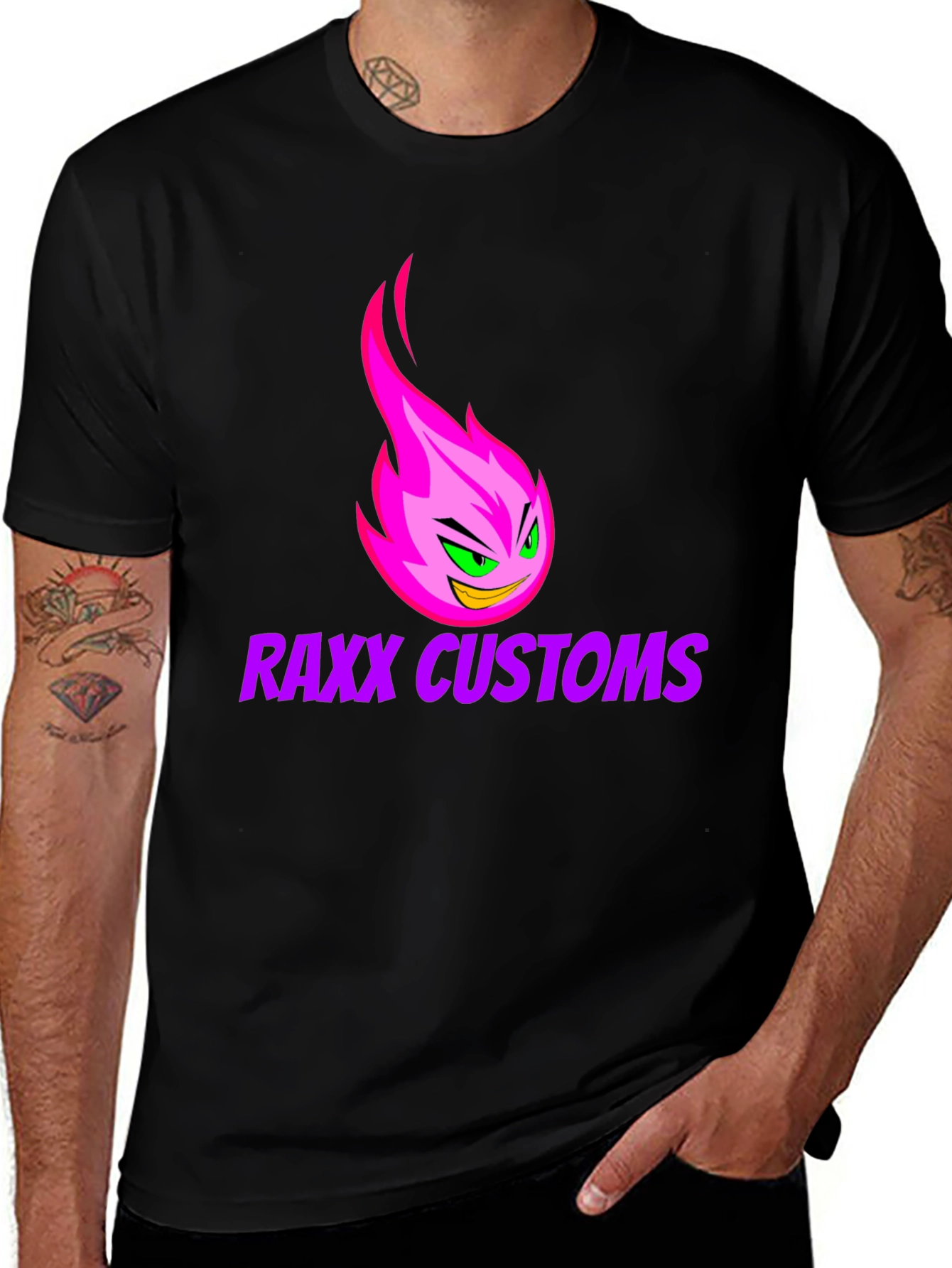 Raxx Customs Graphic T-Shirt - Pink Fireball Design