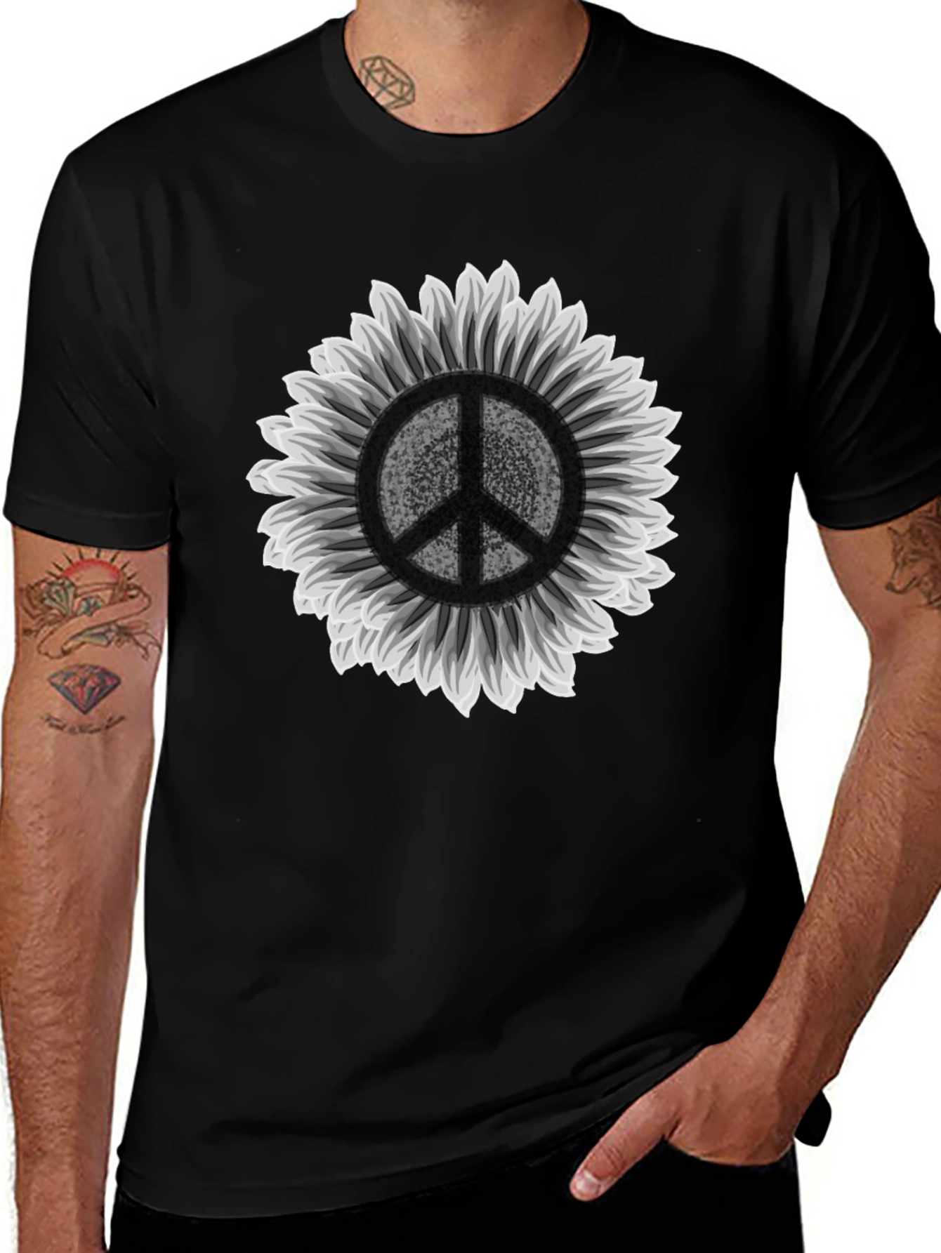 Variant 23 of Peace Sign Sunflower Graphic T-Shirt