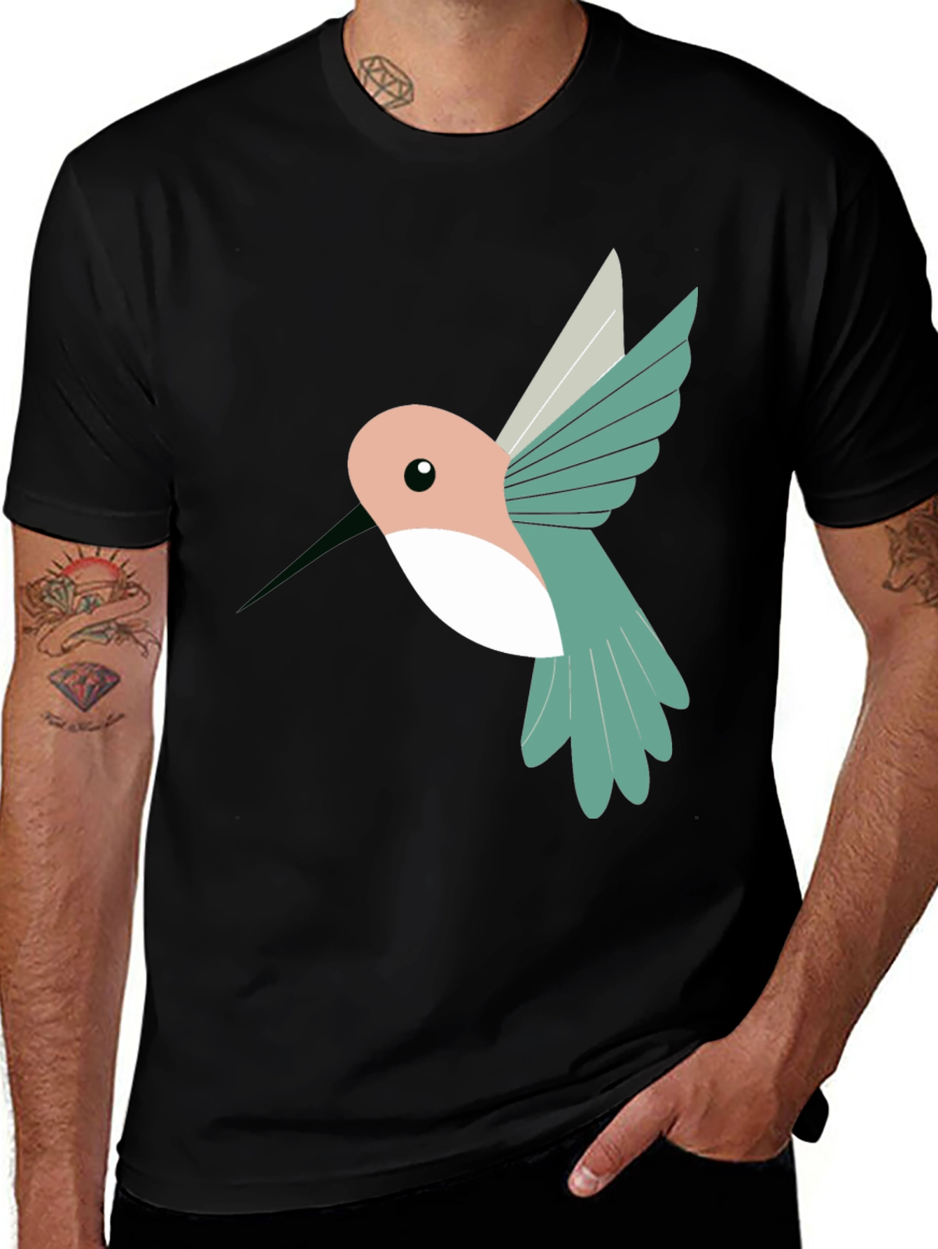 Black Hummingbird Graphic Black T-Shirt main image