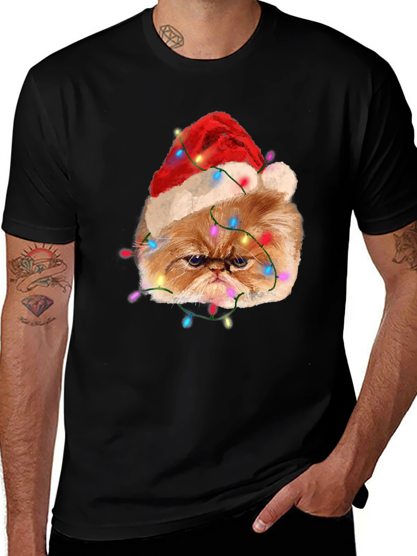 Variant 26 of Festive Cat T-Shirt - Holiday Humor Apparel