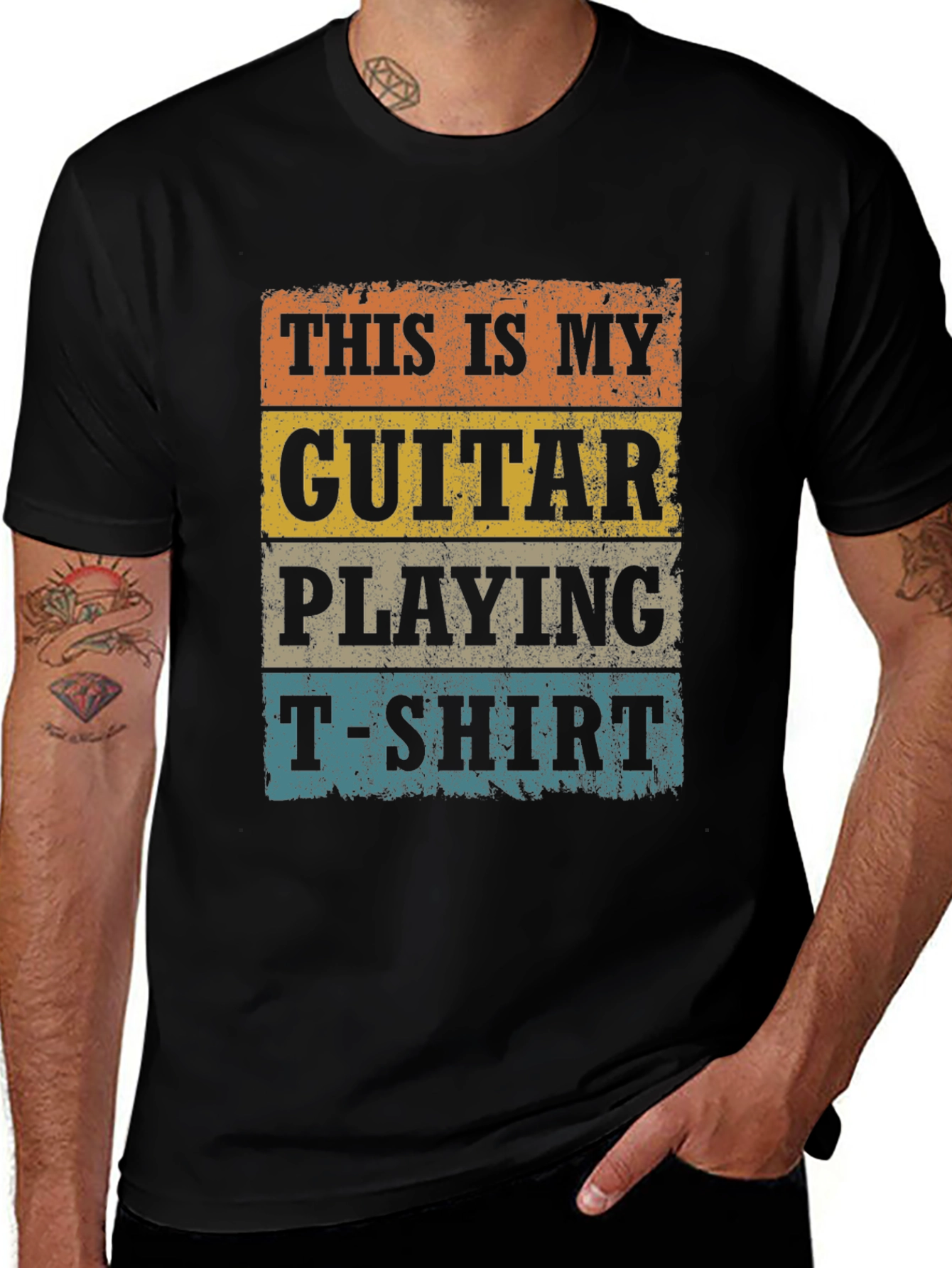 Variant 19 of Guitar Playing T-Shirt - Vintage Style