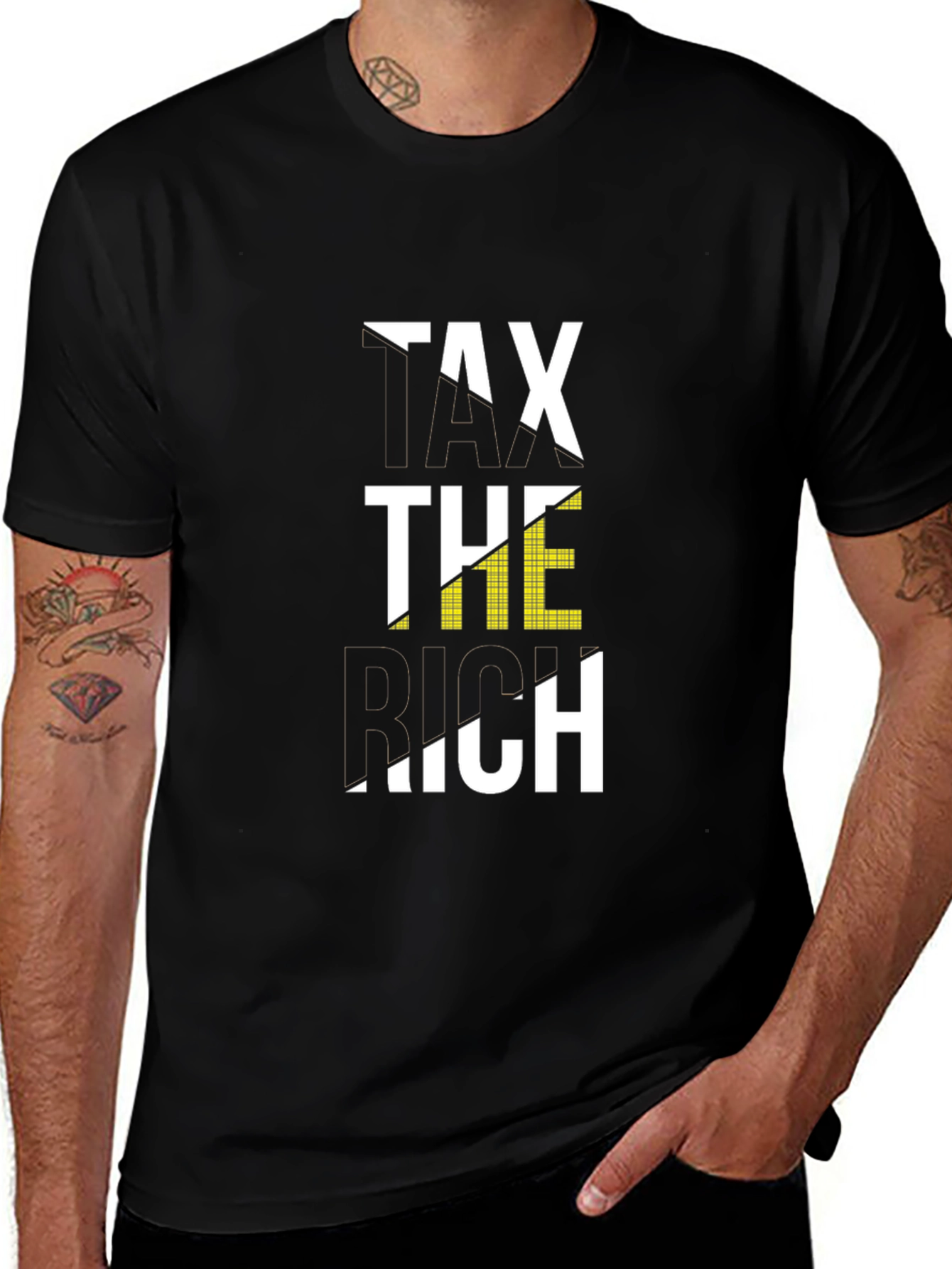 Variant 20 of Tax The Rich Graphic Tee - Black Cotton T-Shirt