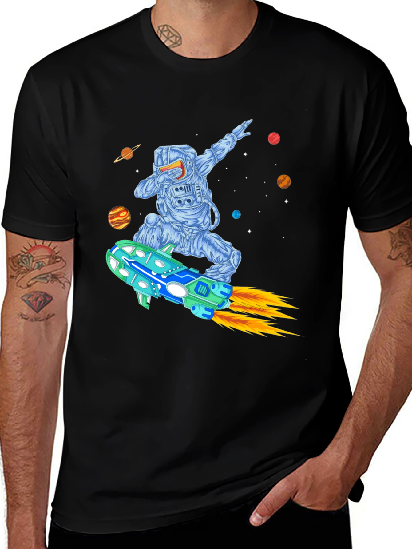 Variant 18 of Astronaut Dabbing on Rocket T-Shirt - Space Adventure