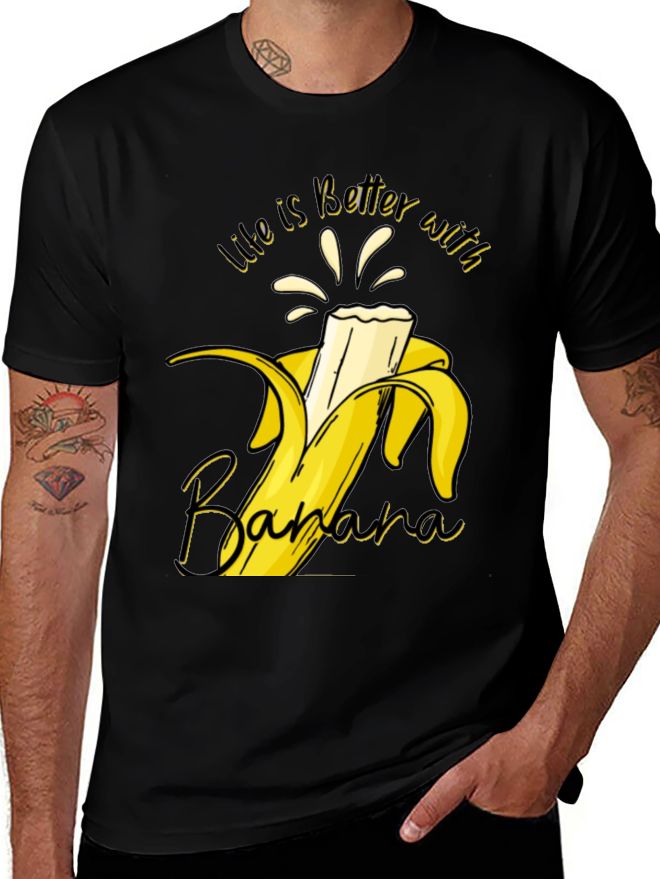 Variant 4 of Life is Better with Banana Graphic Tee - Black