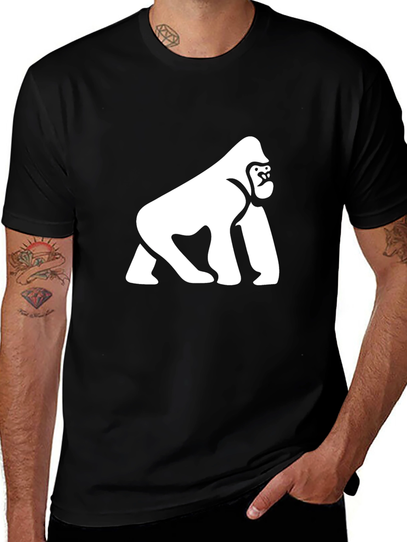 Variant 8 of Gorilla Graphic Tee - Black Cotton