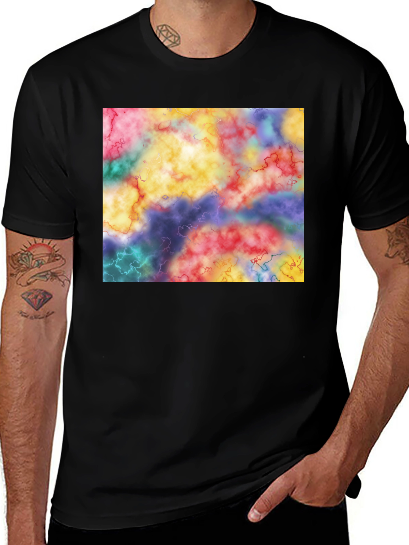 Variant 27 of Abstract Watercolor Graphic Black T-Shirt