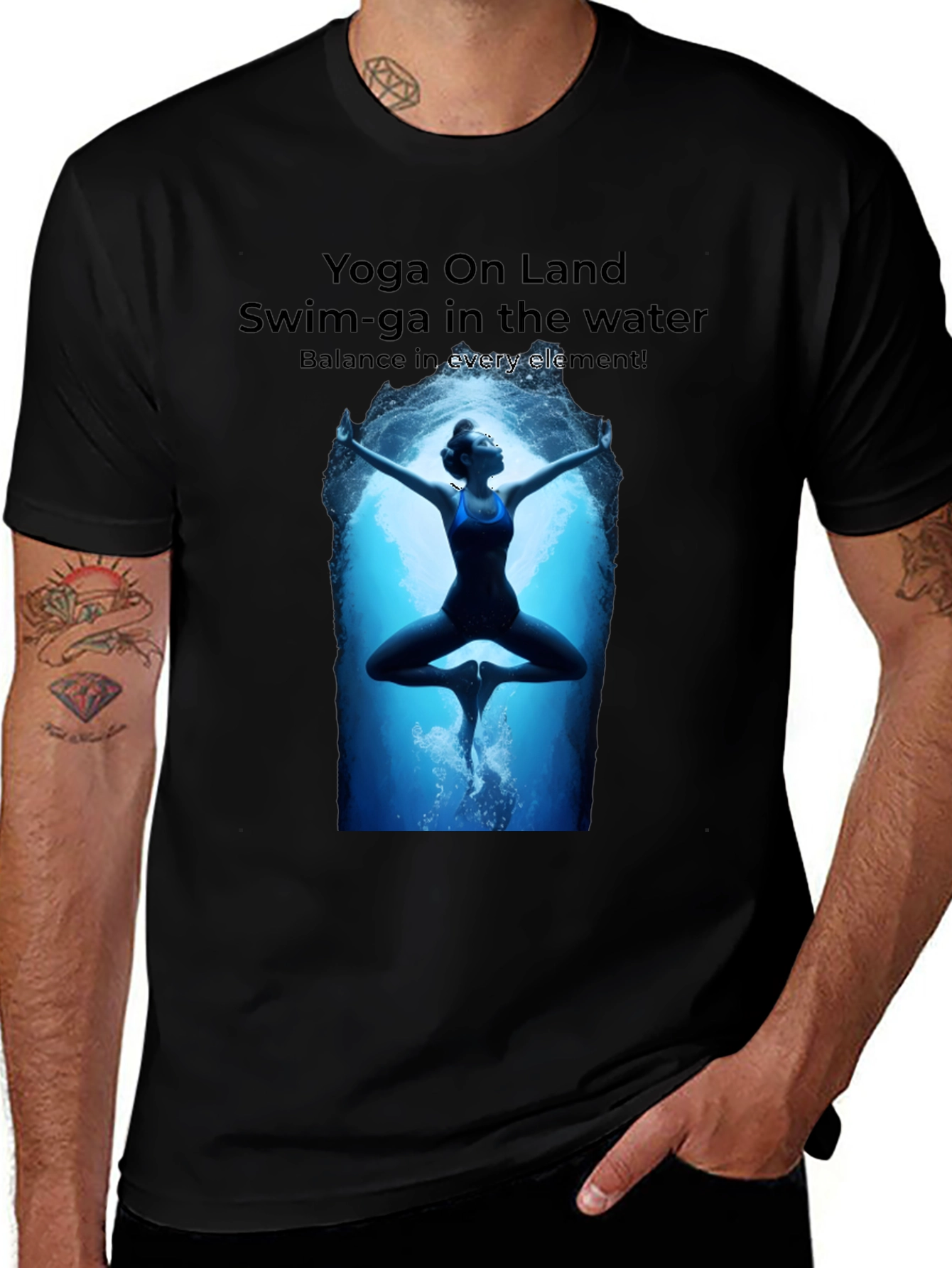 Yoga On Land T-Shirt Swim-ga in the water