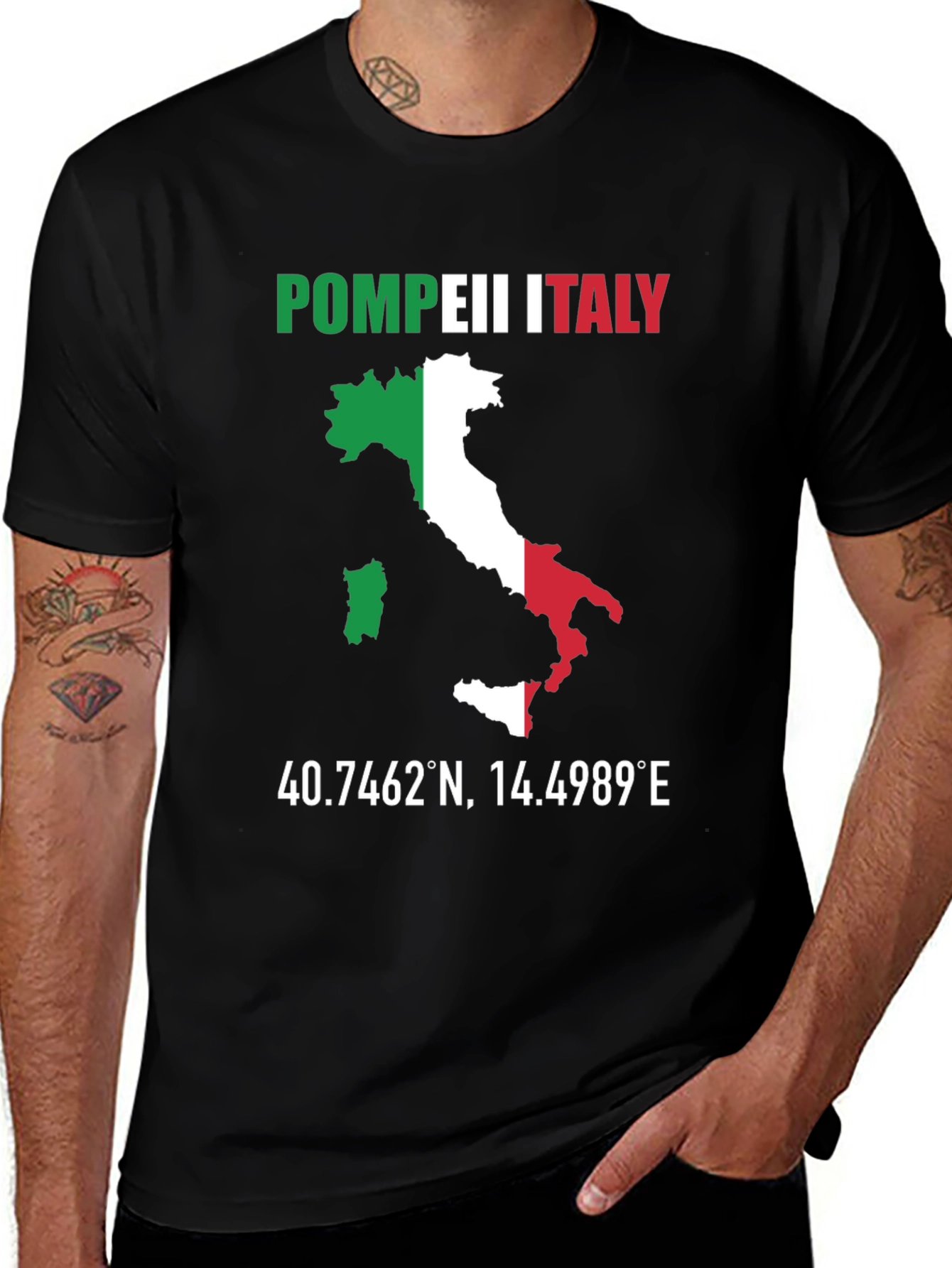 Pompeii Italy Coordinates Graphic T-Shirt