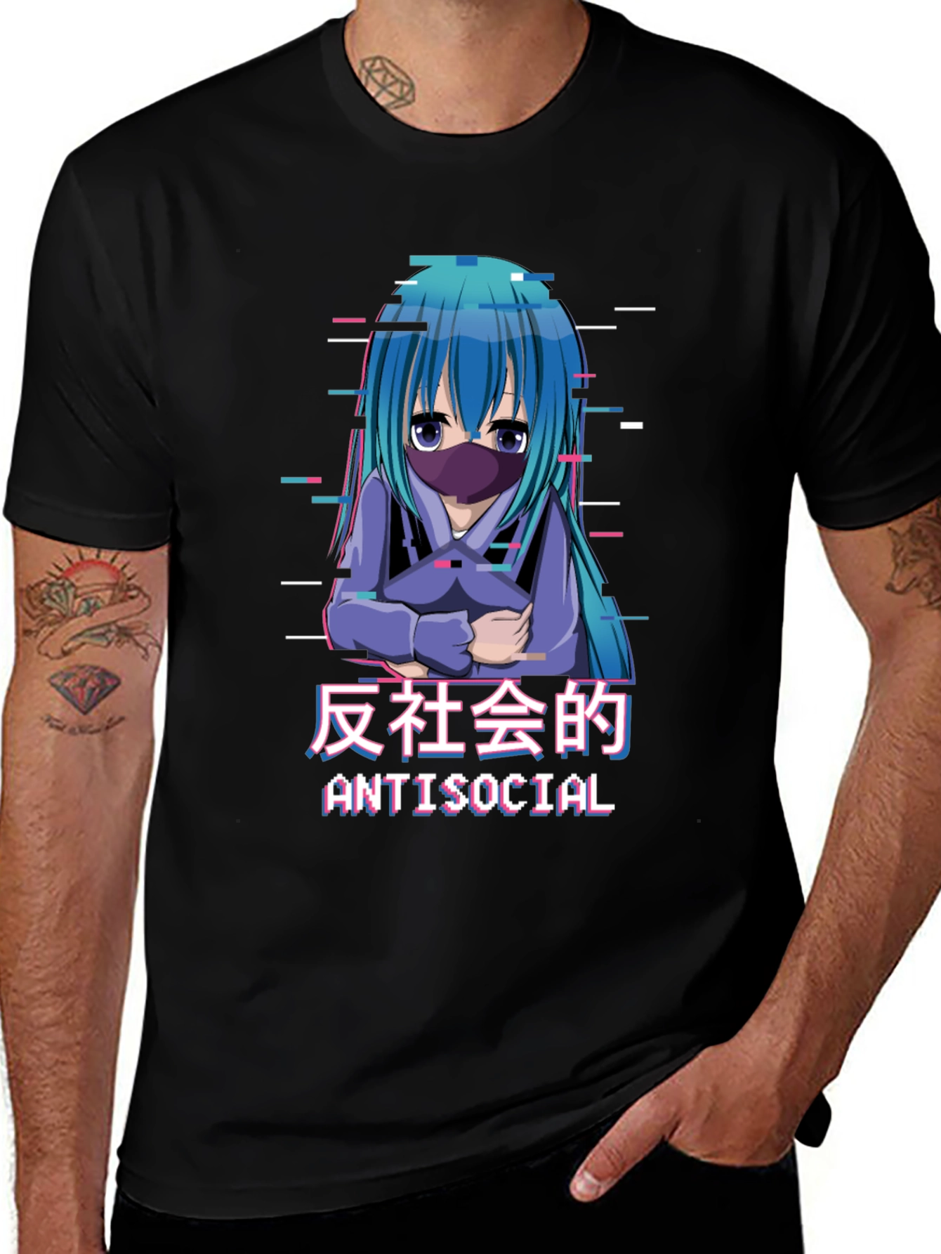Antisocial Anime Girl Graphic T-Shirt