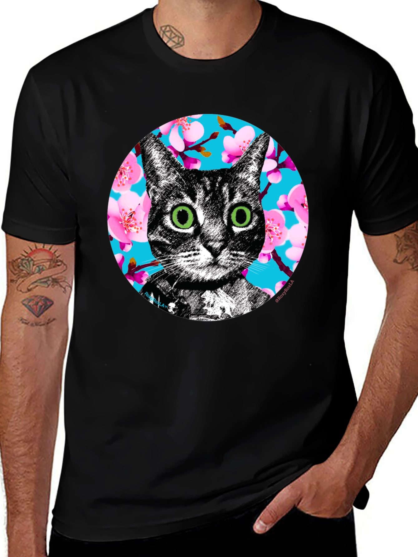 Variant 23 of Cat Cherry Blossom Graphic Tee