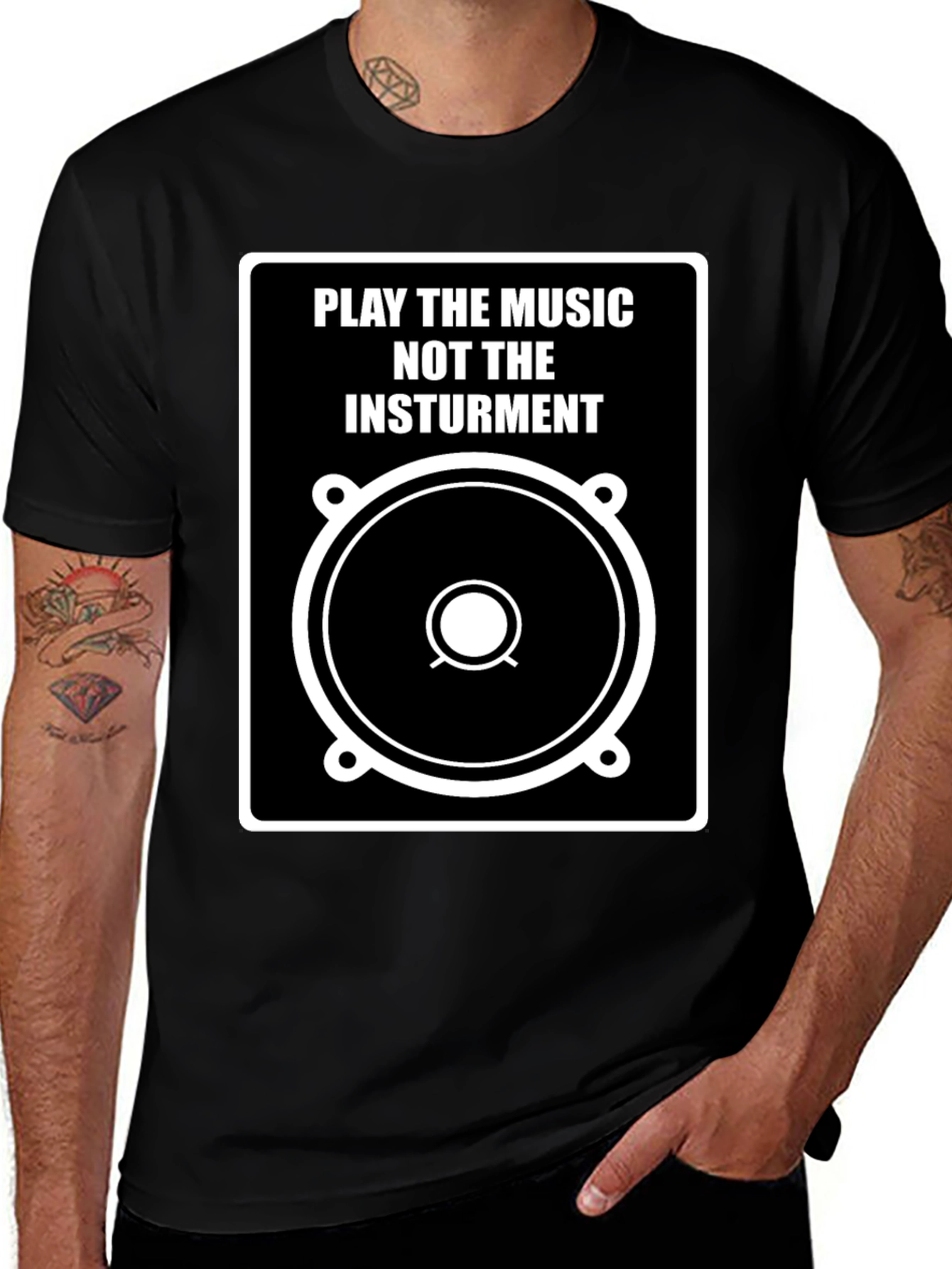 Variant 27 of Play the Music Graphic Tee - Black Cotton T-Shirt