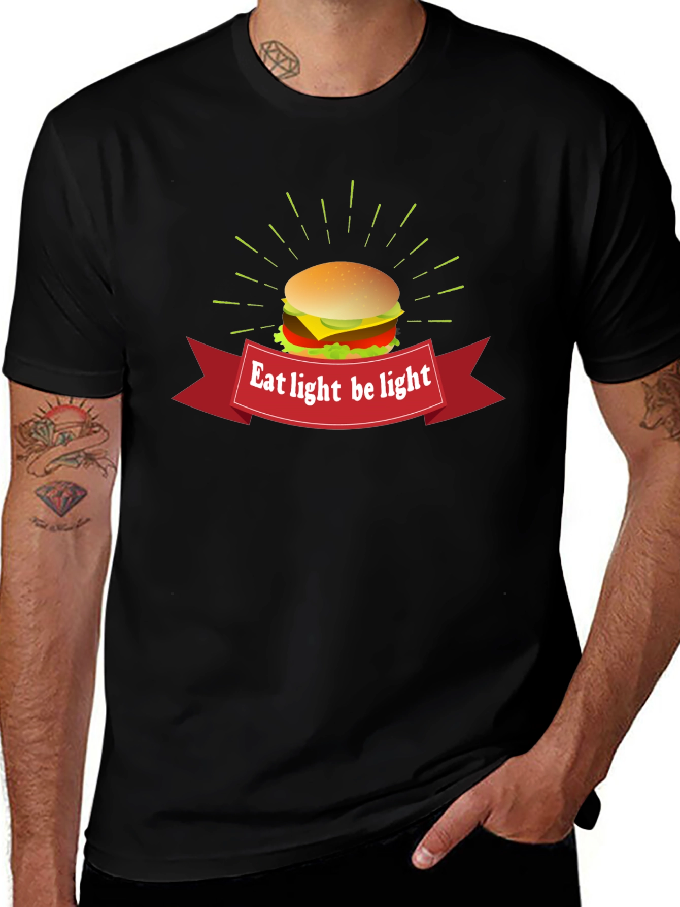 Variant 2 of Eat Light Be Light Burger Graphic Tee