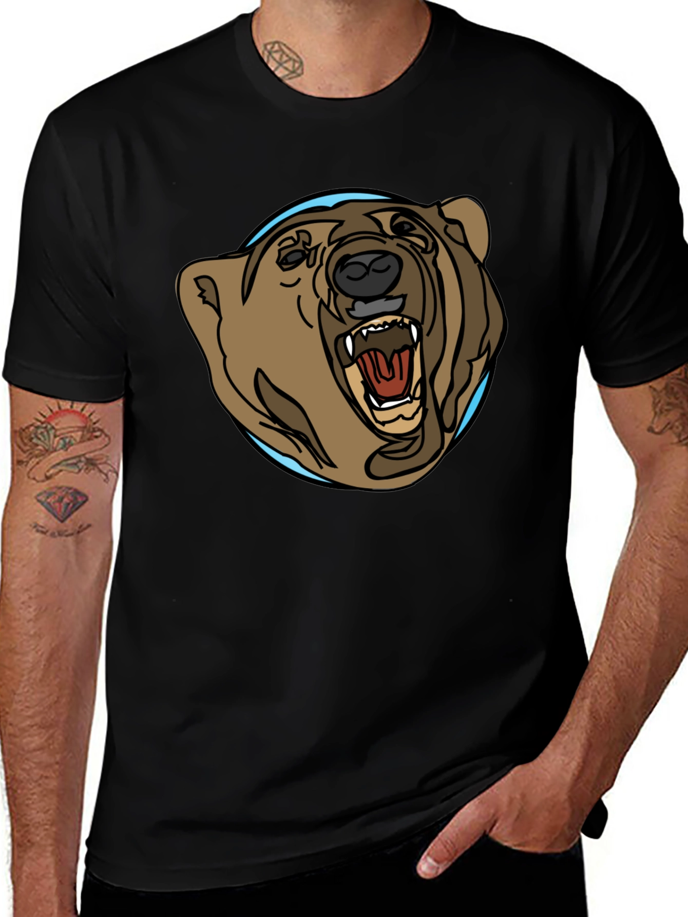 Variant 9 of Bear Graphic Tee - Black Cotton Blend