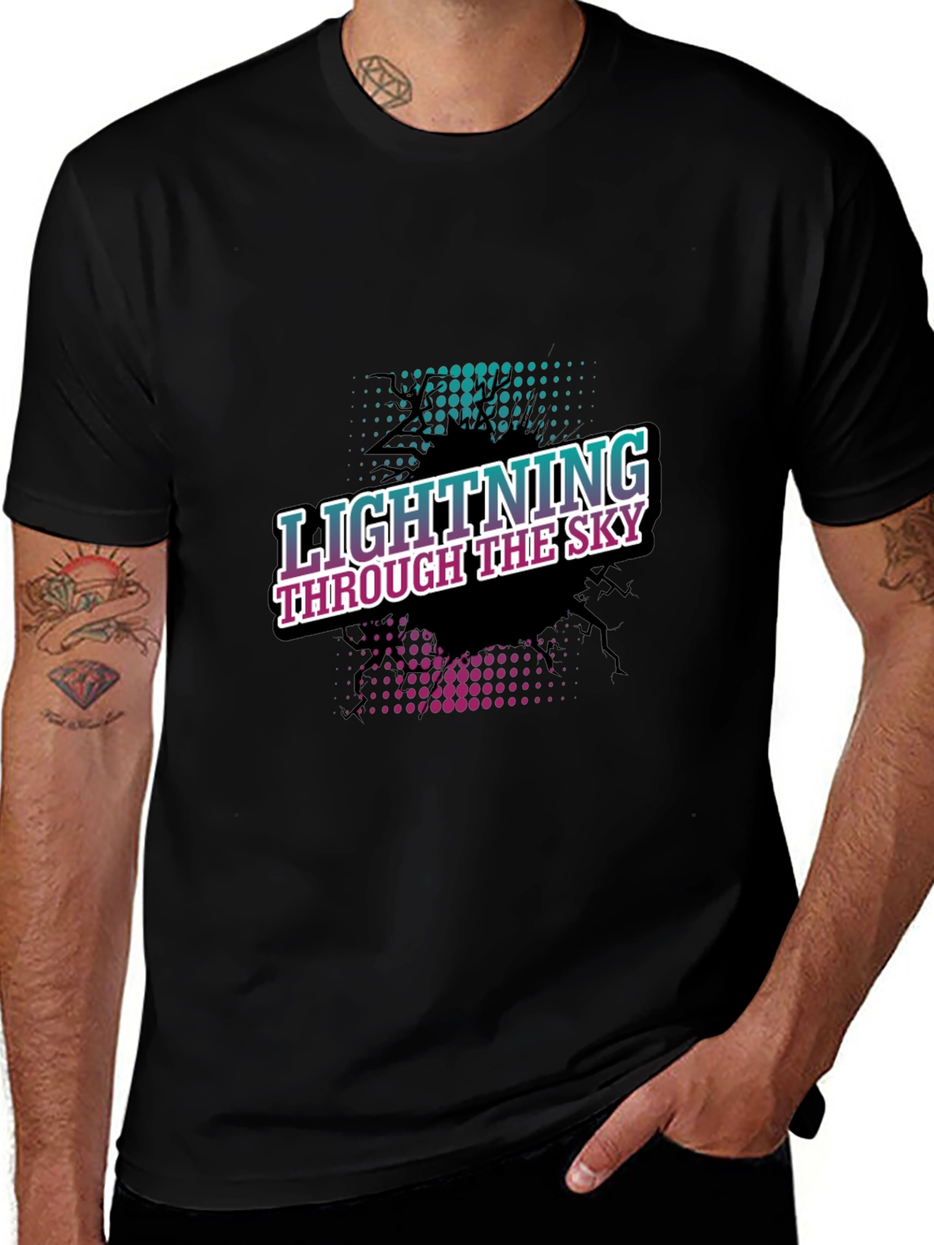 Variant 7 of Lightning Through The Sky Black T-Shirt