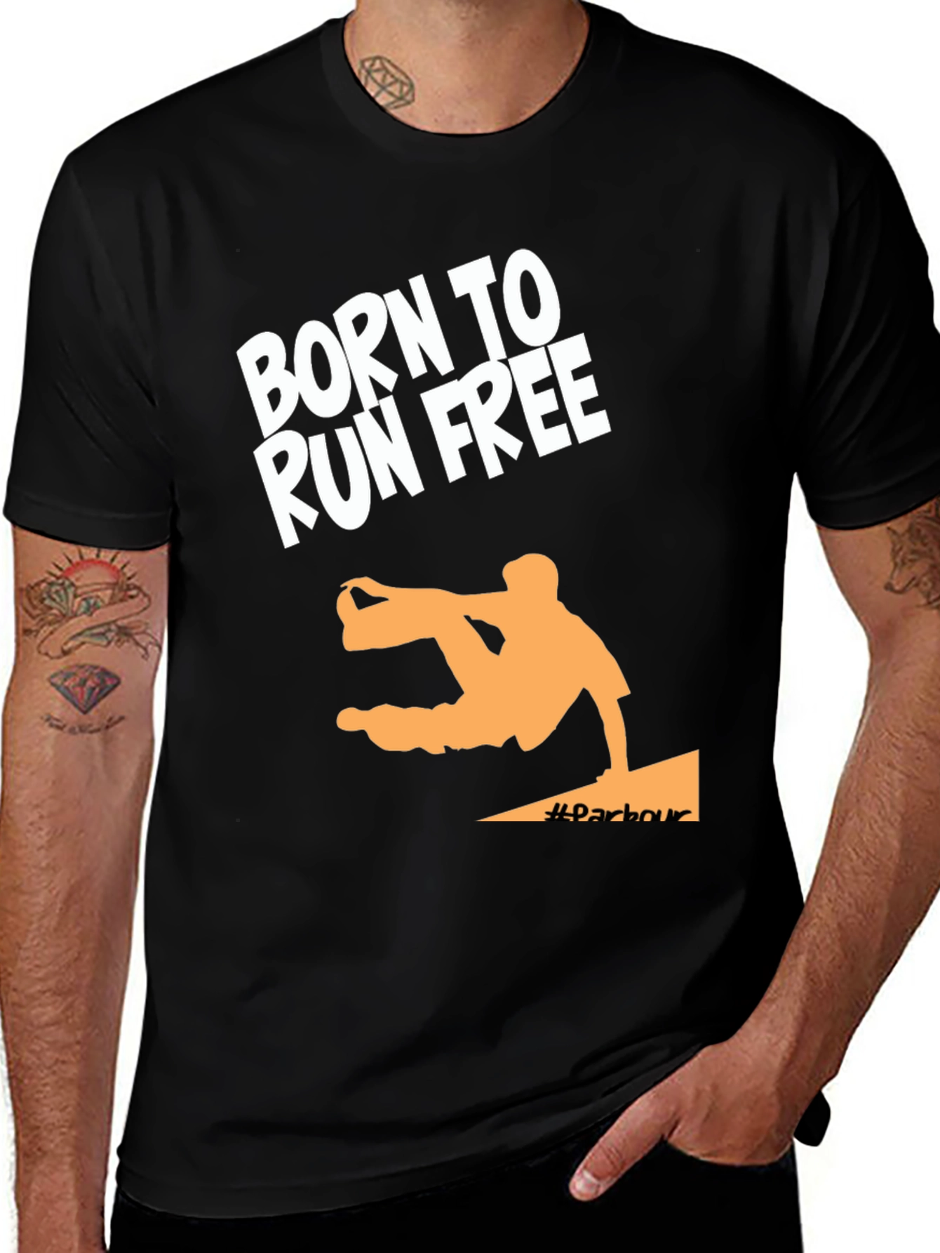 Variant 21 of Born to Run Free Black Graphic Tee