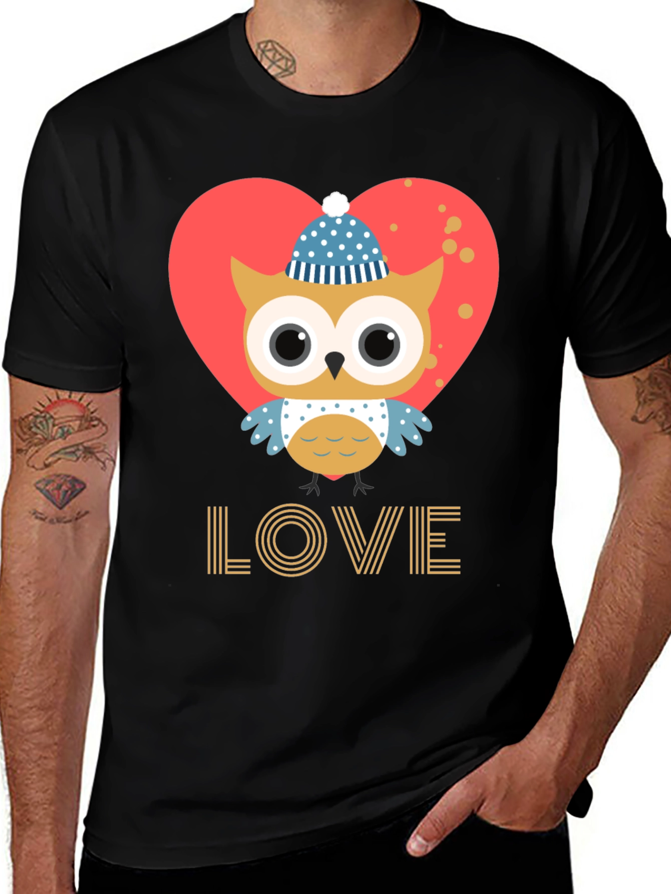 Variant 16 of Owl Love Heart Graphic Tee - Valentine's Day Gift