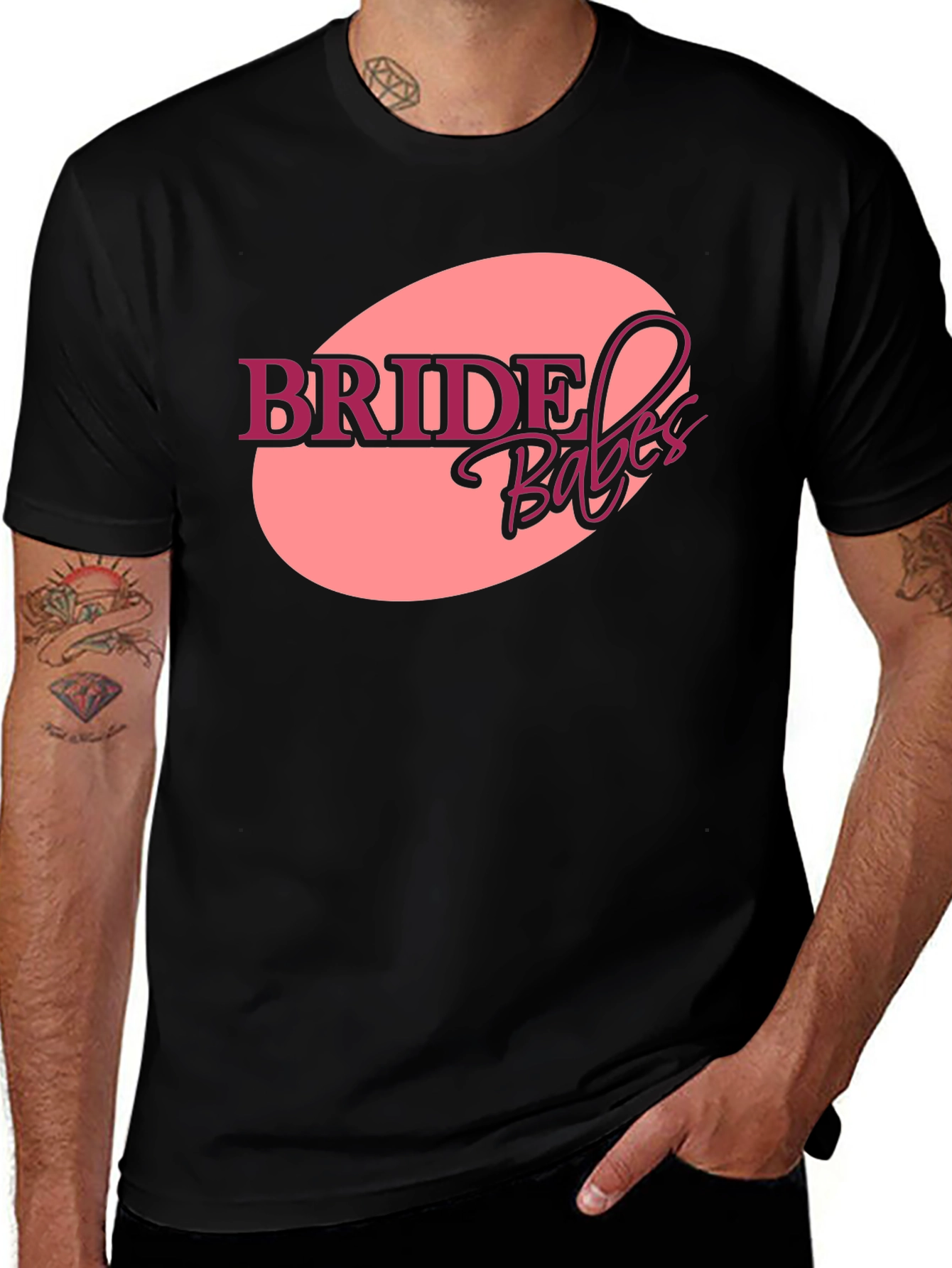 Variant 29 of Bride Babes Crew Neck Graphic Tee - Black