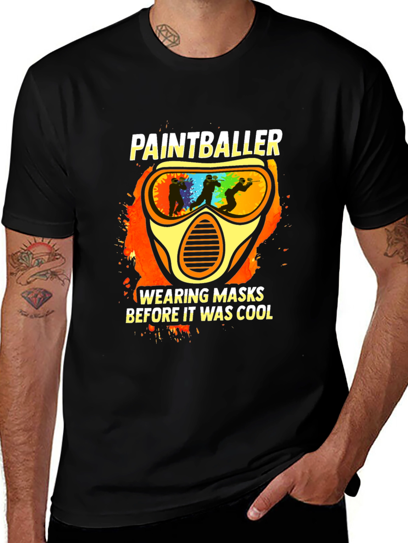 Variant 21 of Paintball Mask Graphic Tee - Cool Paintballer Shirt
