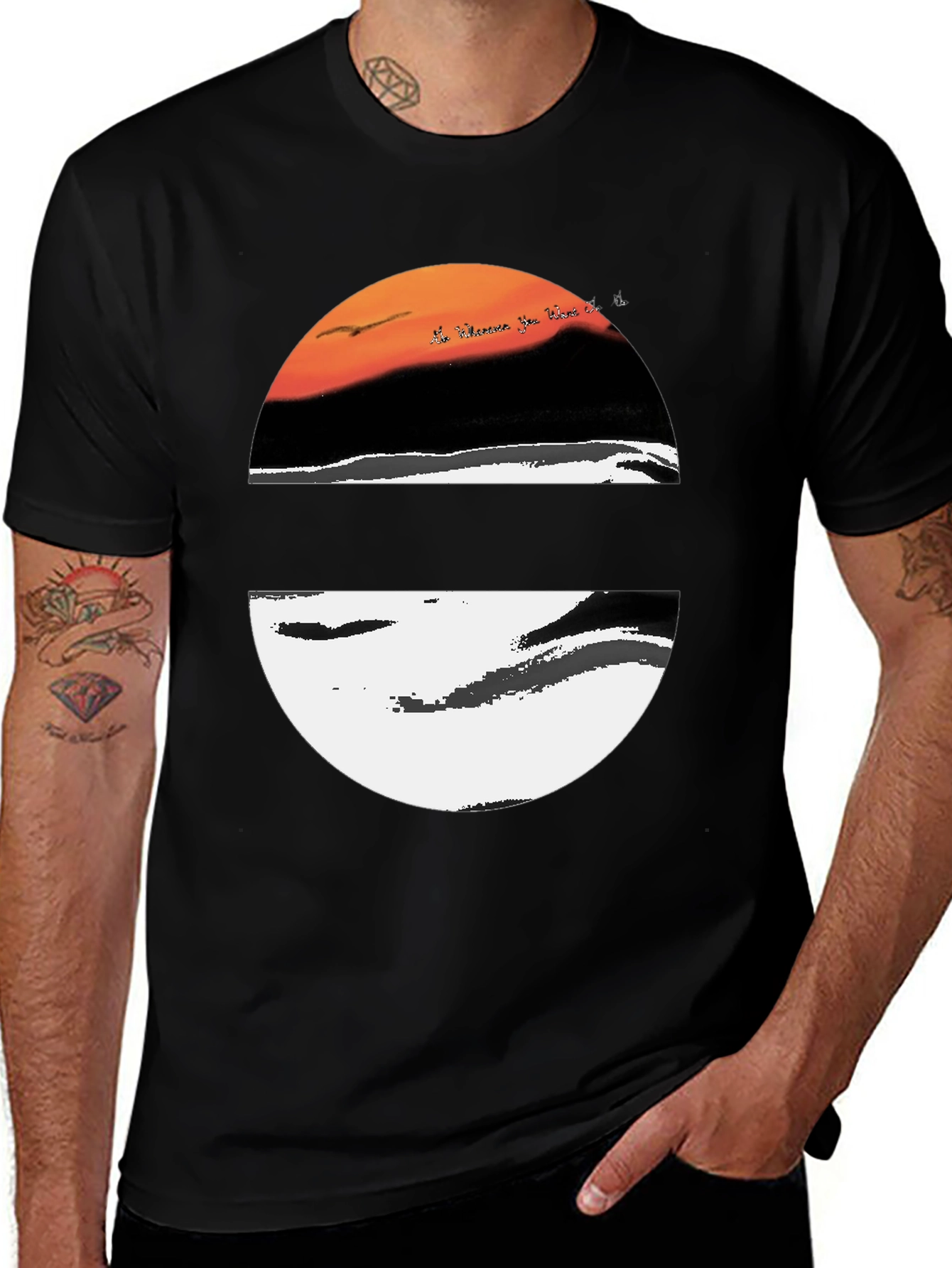 Variant 16 of Sunset Graphic Tee - Stylish Round Design