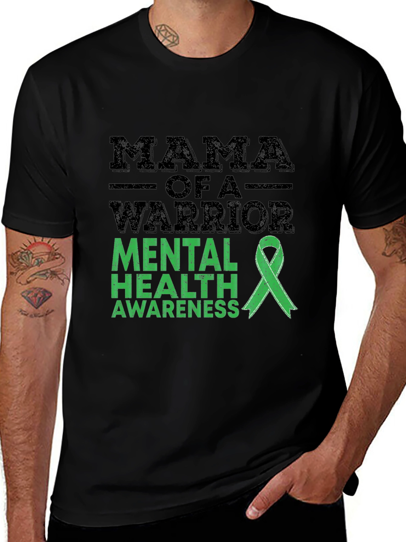 Variant 27 of Mama Warrior Mental Health Awareness Ribbon T-Shirt